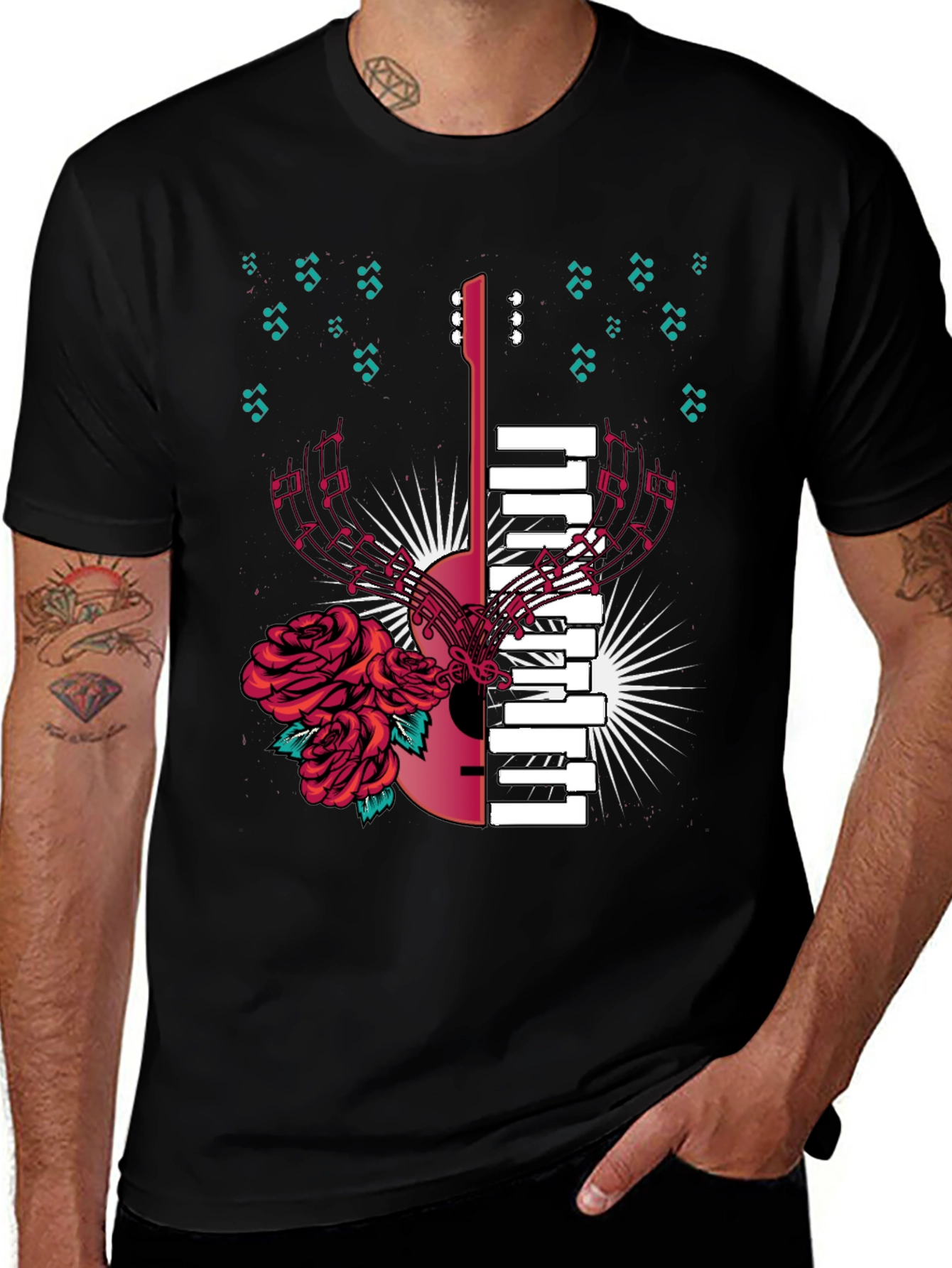 Variant 13 of Musical Harmony T-Shirt: Guitar & Piano Fusion