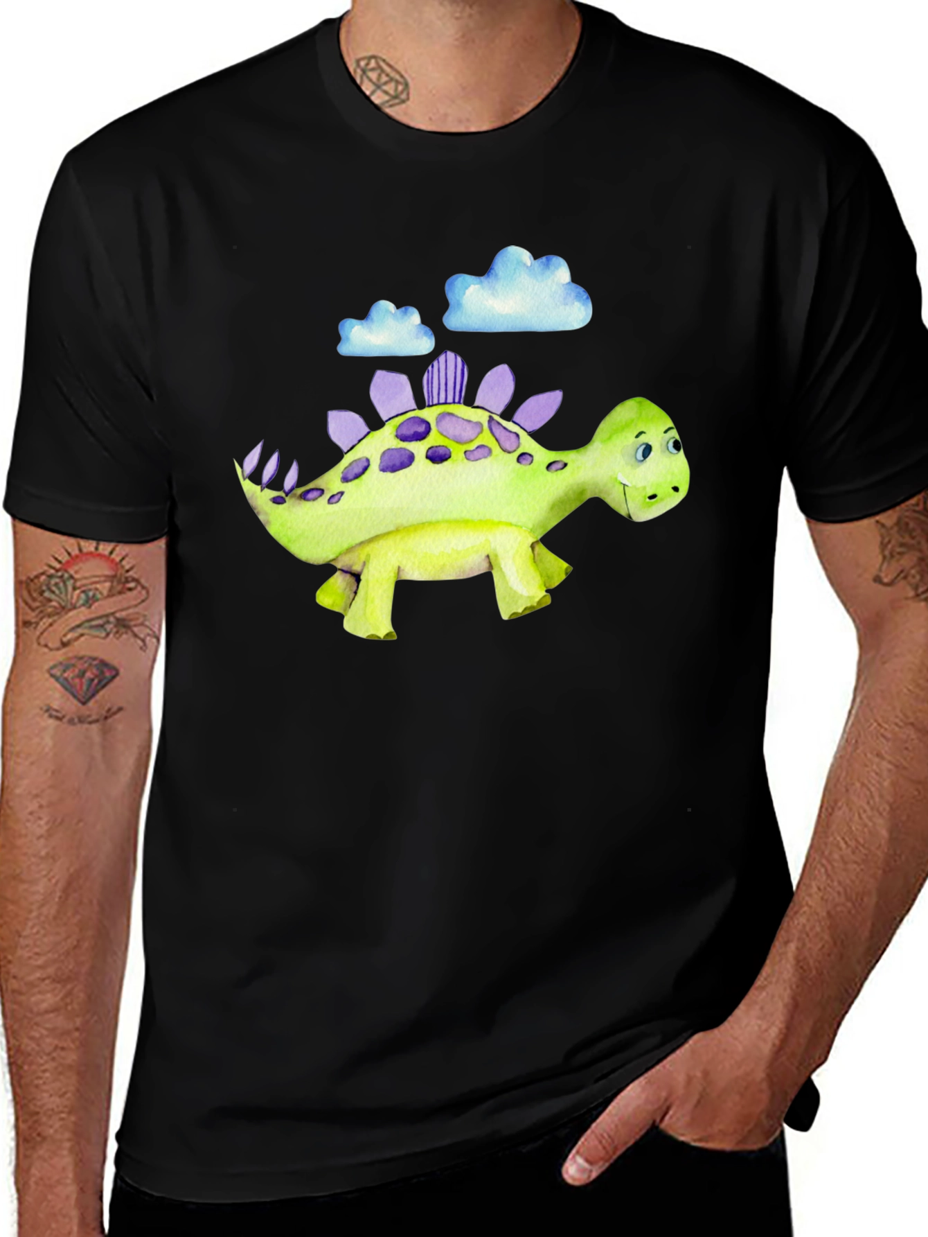 Variant 21 of Dino in the Clouds Graphic Tee - Black
