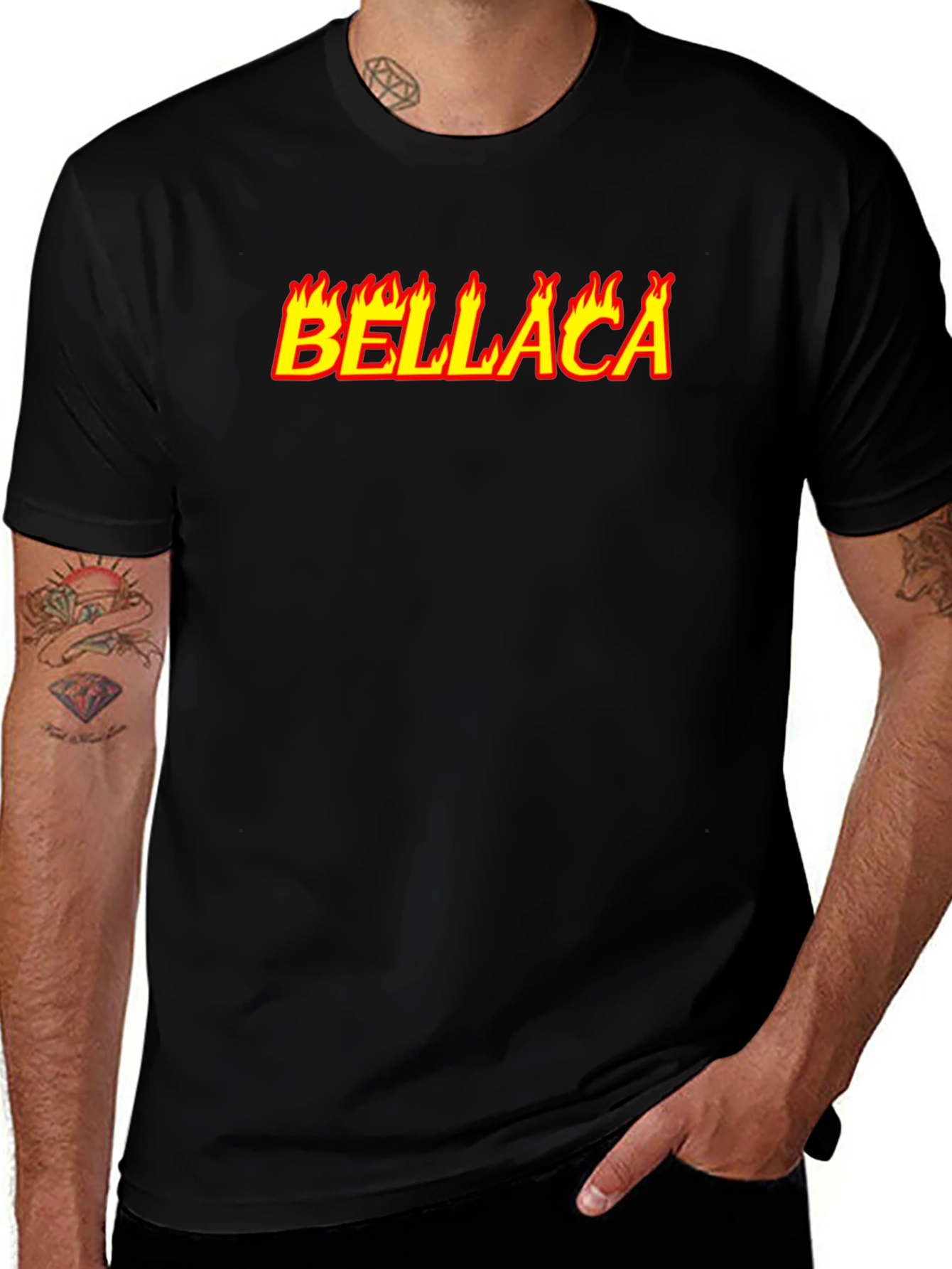 Variant 8 of Bellaca Graphic Tee - Flame Lettering Black T-Shirt