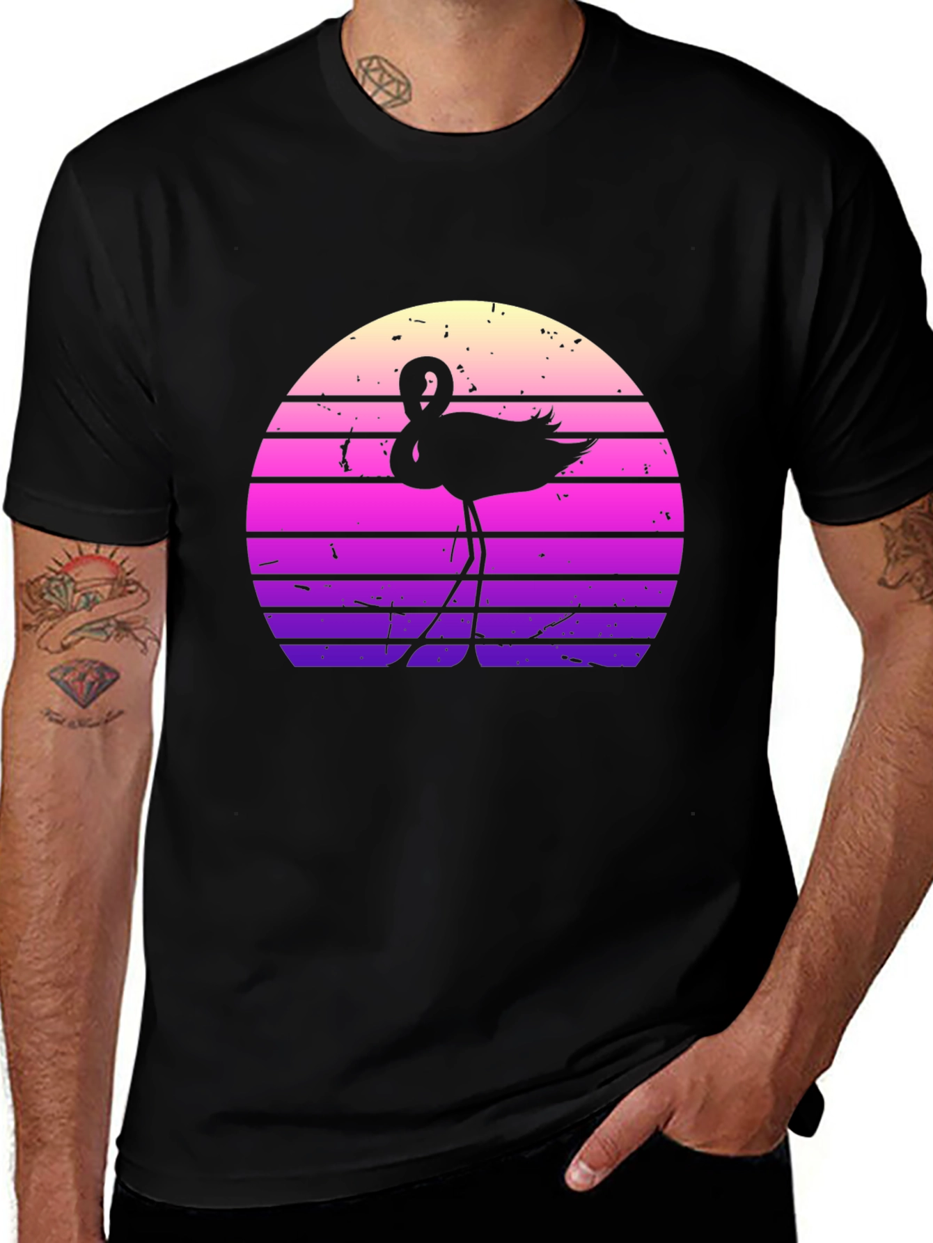 Variant 25 of Retro Flamingo Sunset Graphic Tee