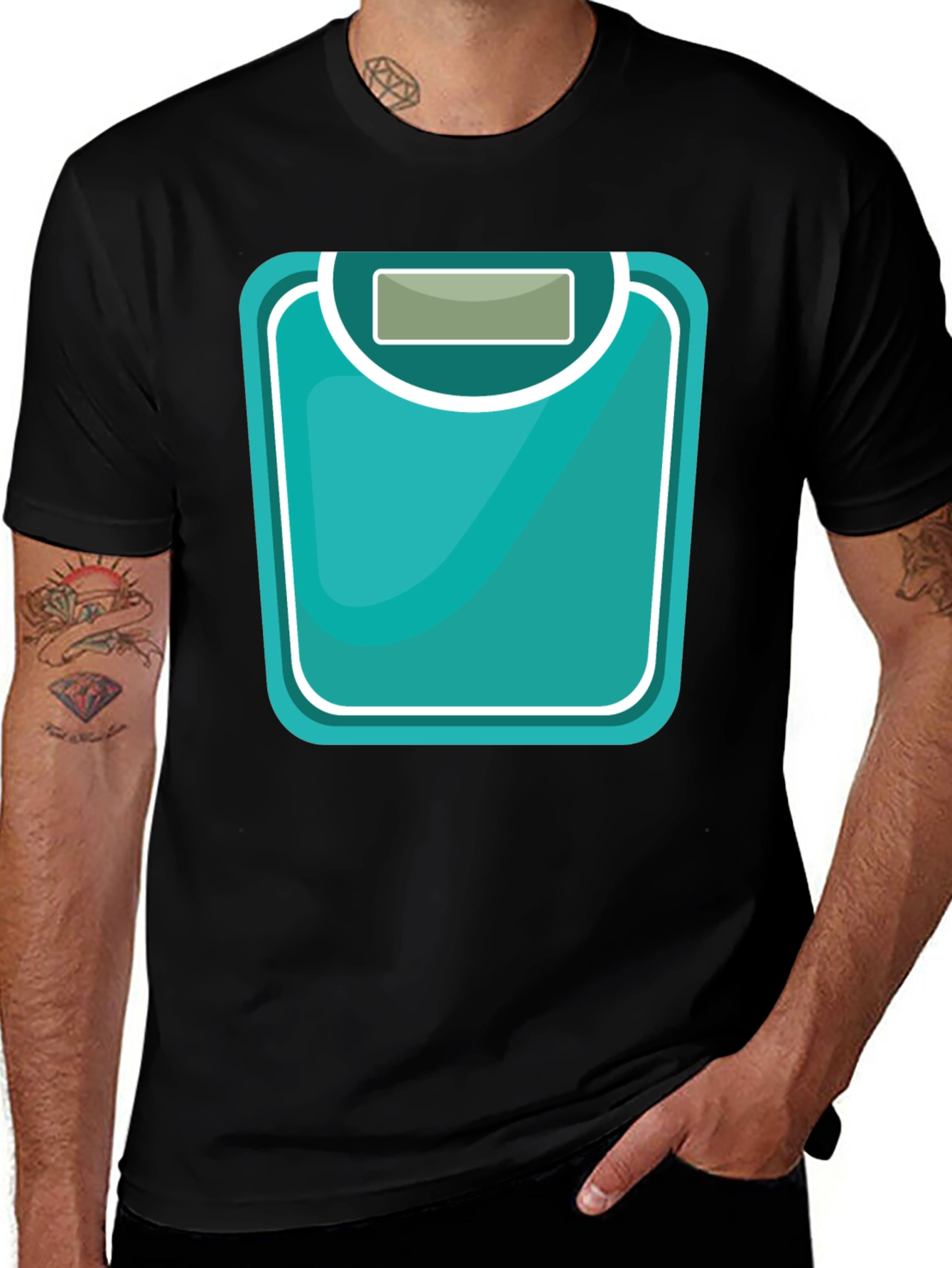 Variant 7 of Weight Scale Graphic Tee - Black Cotton T-Shirt