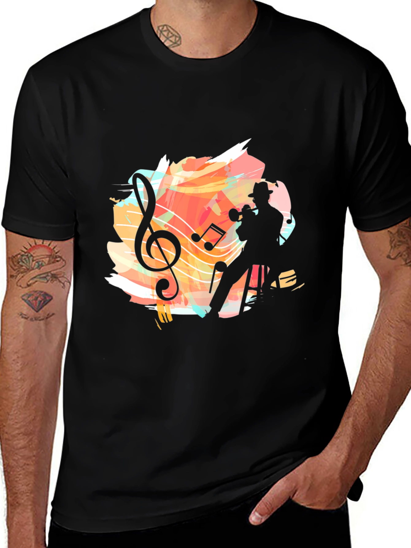 Variant 8 of Musical T-Shirt: Jazz Trumpet Player Graphic Tee