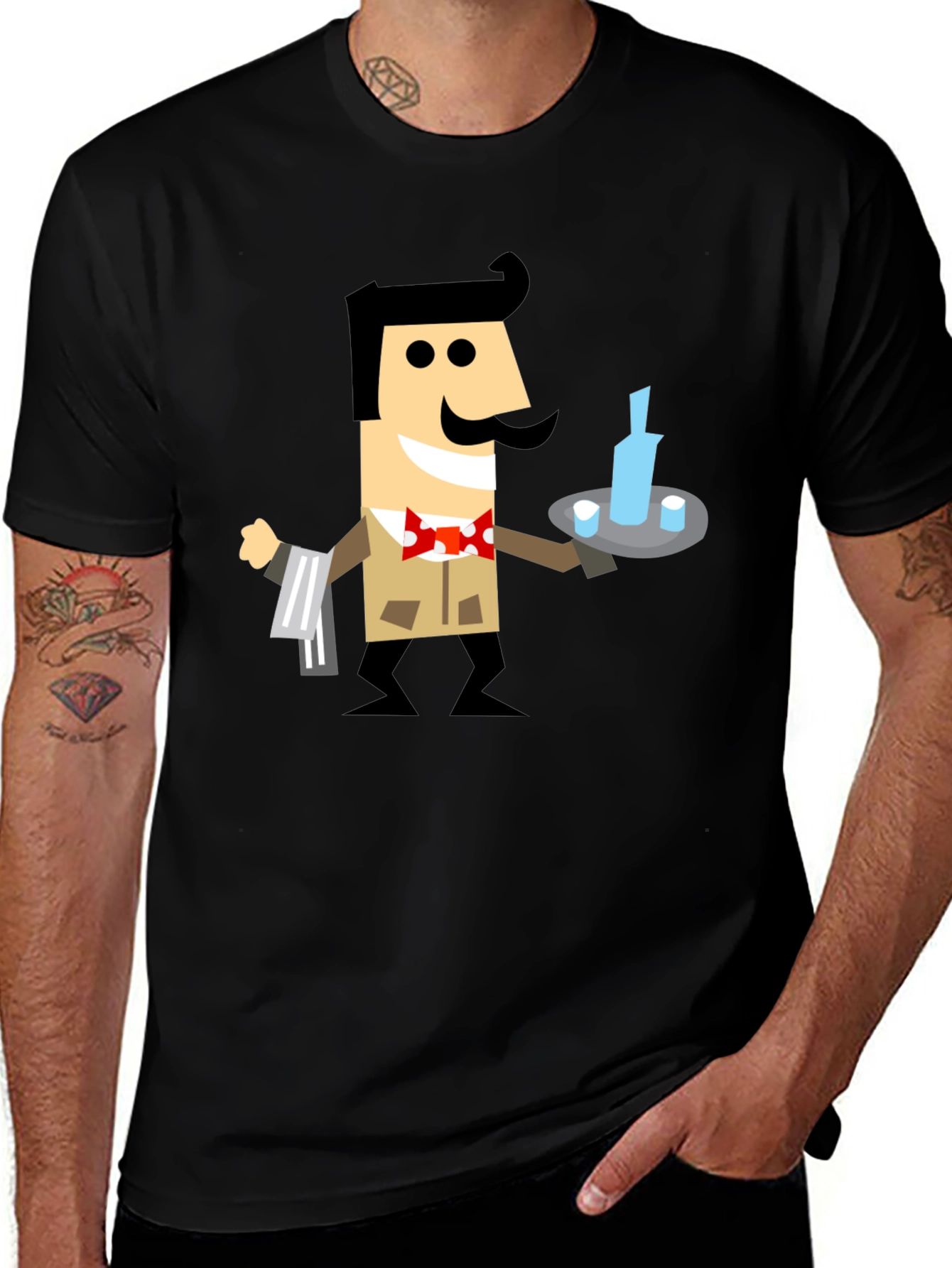 Variant 24 of Retro Bartender Graphic Tee - Black T-Shirt