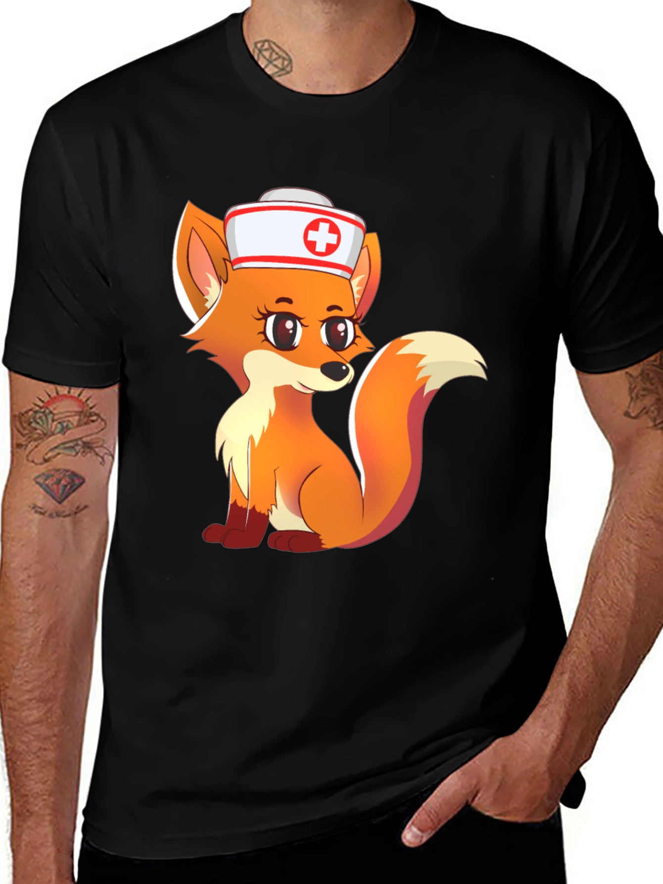 Variant 8 of Nurse Fox Graphic Tee - Cute Cartoon Animal T-Shirt
