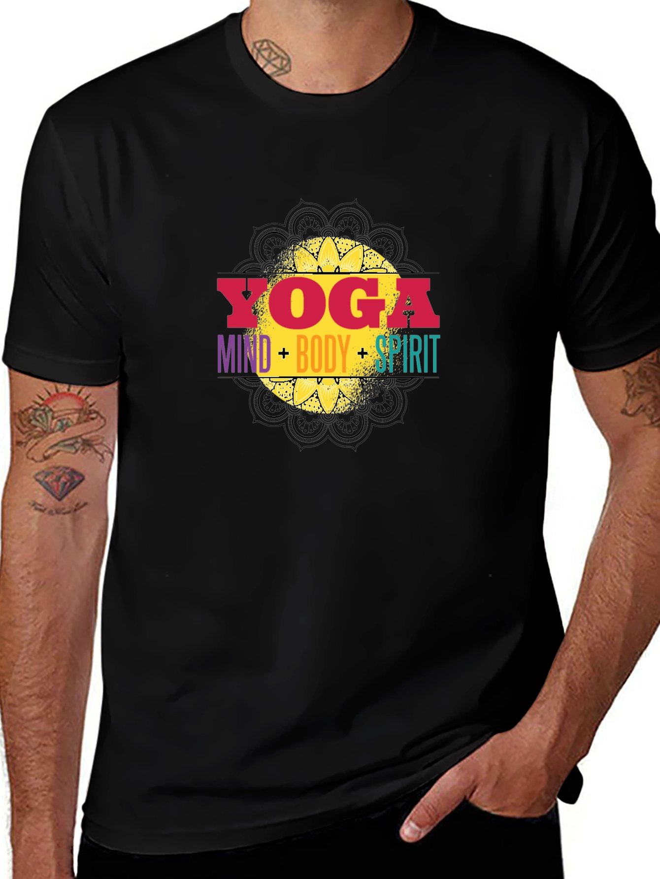 Variant 15 of Yoga Mind Body Spirit Black T-Shirt