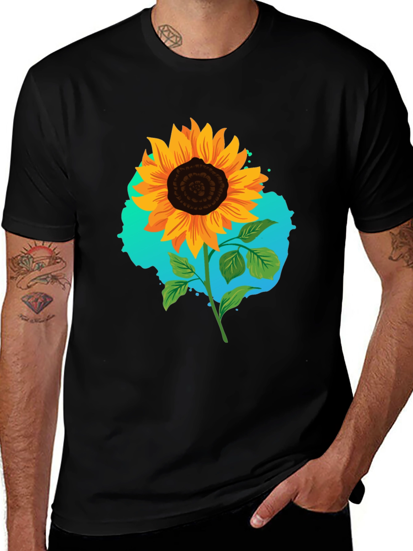 Variant 5 of Sunflower Graphic Black T-Shirt