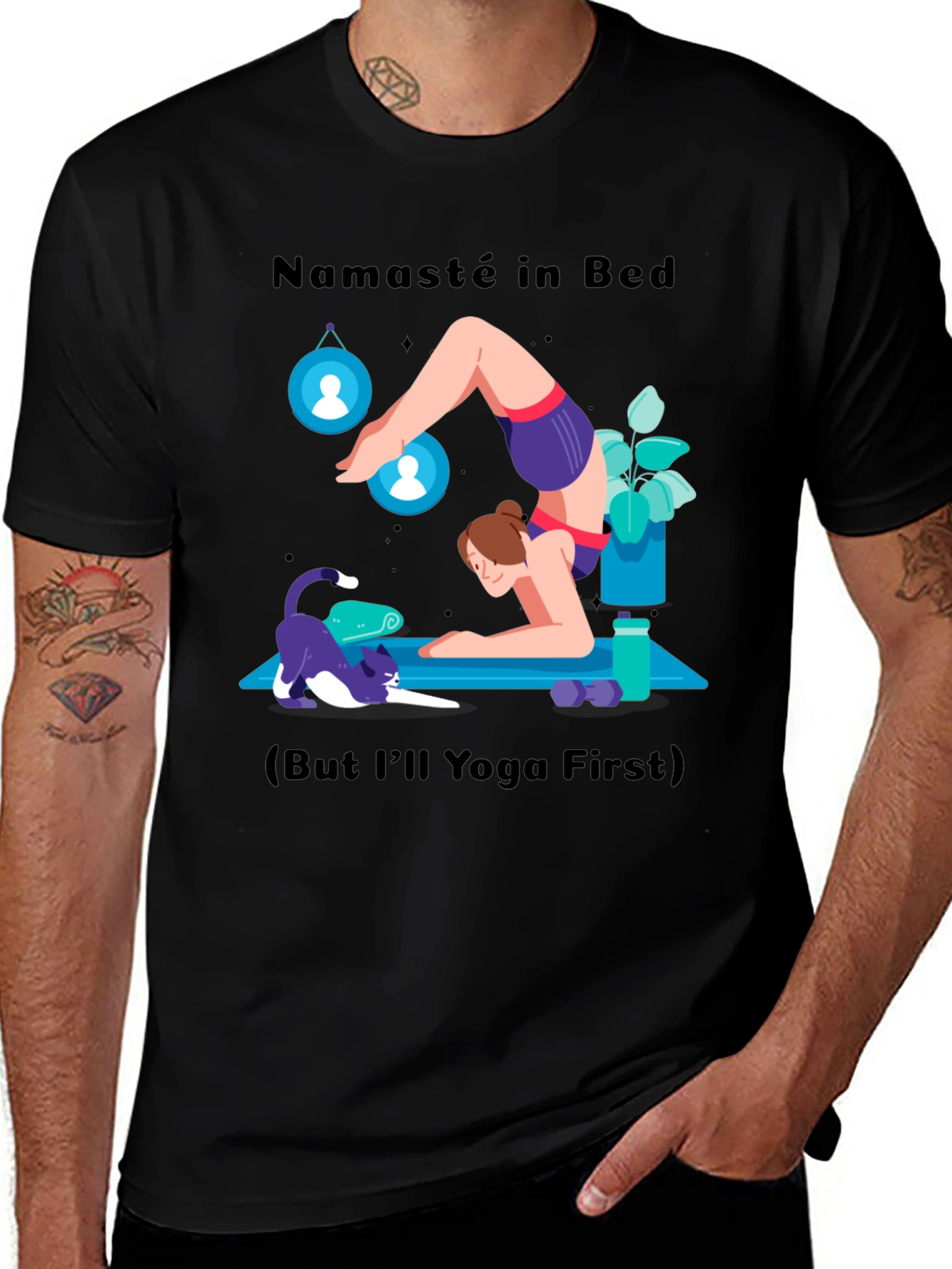 Black Namaste in Bed Yoga Graphic Tee main image