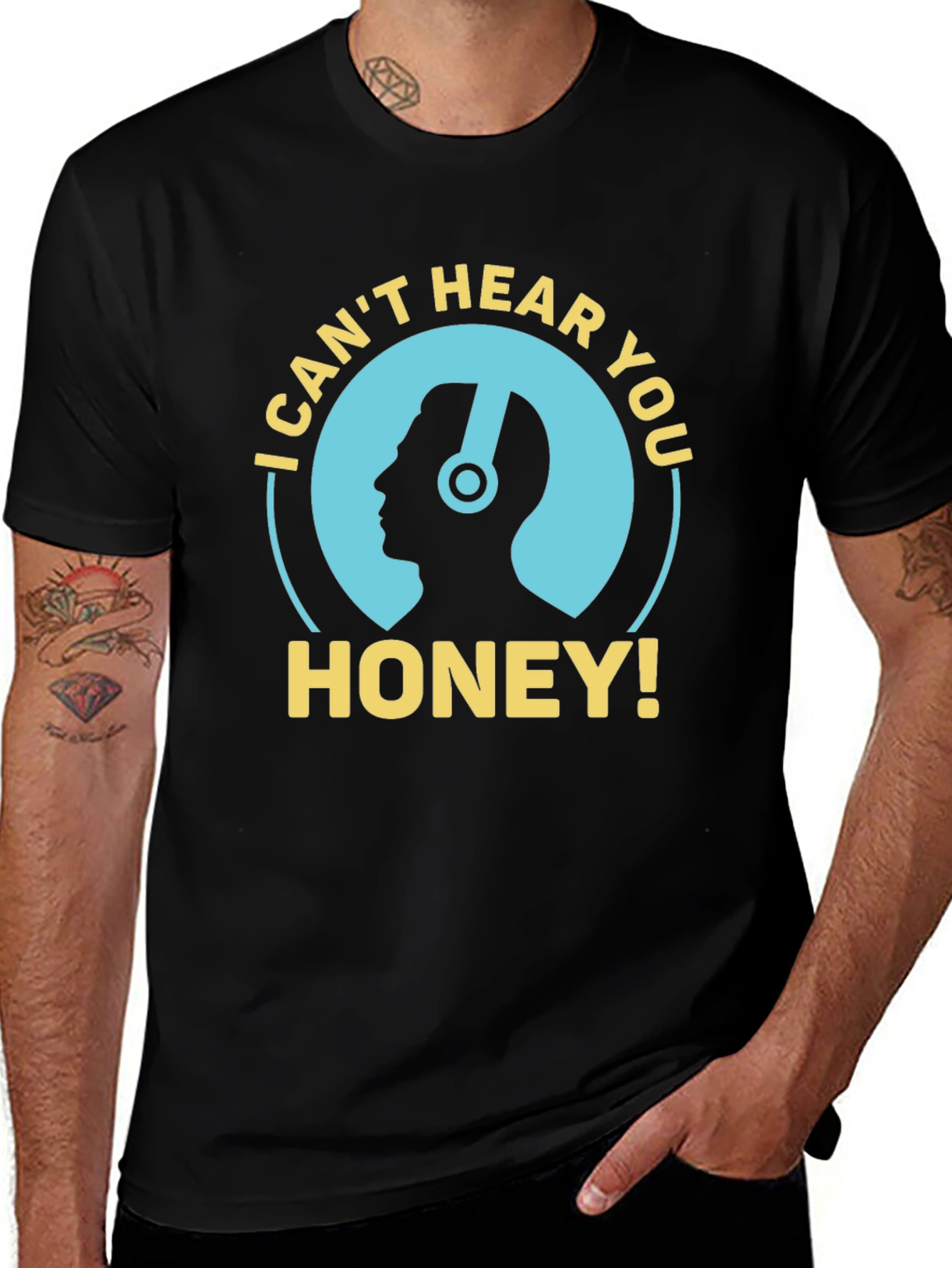 Variant 20 of I Can't Hear You Honey Men's Black T-Shirt