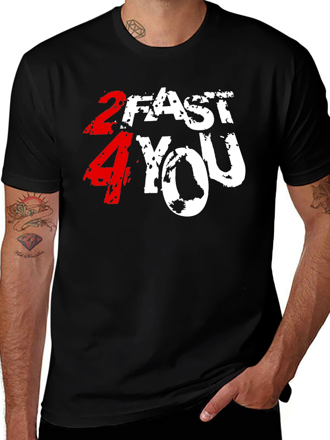 Variant 27 of 2 Fast 4 You Graphic Print Black T-Shirt