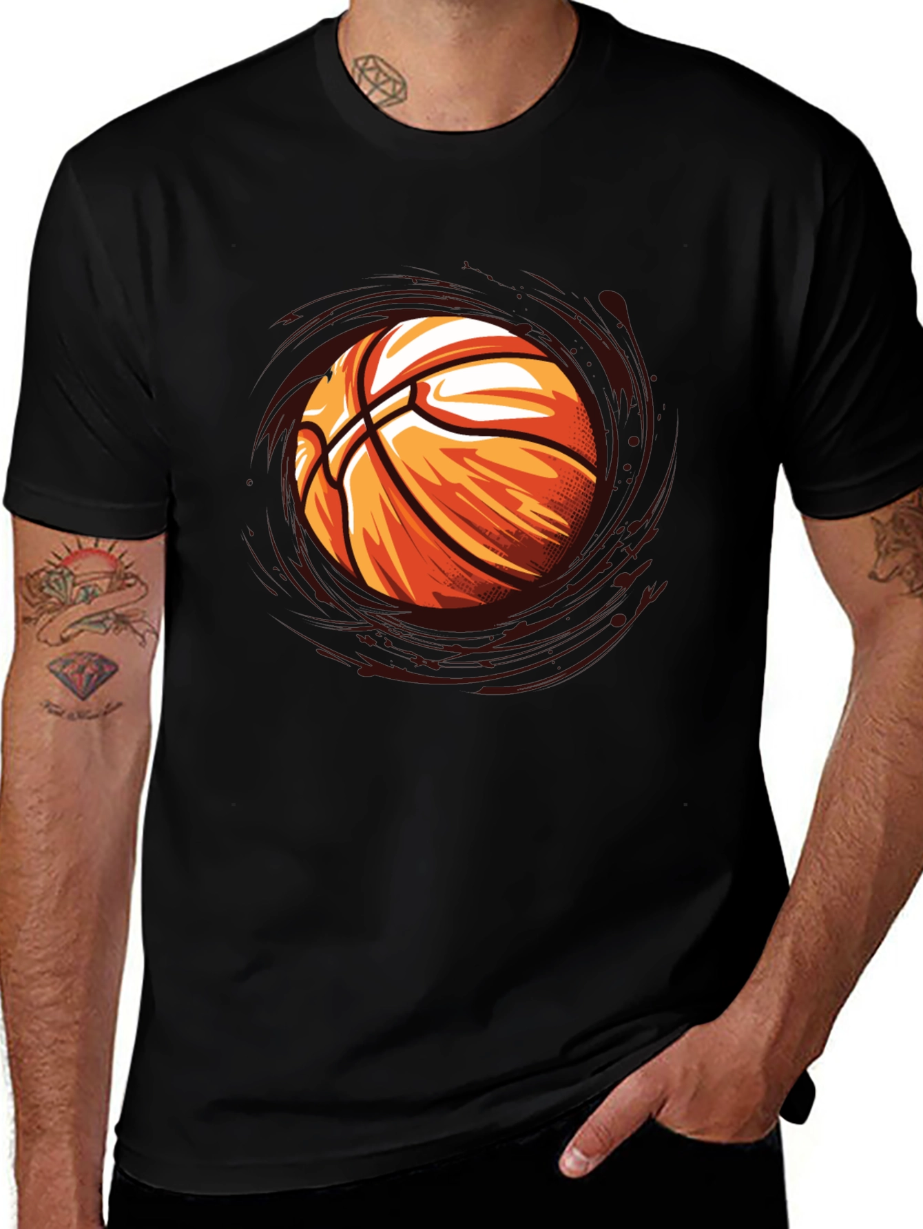 Variant 23 of Basketball Graphic Black T-Shirt