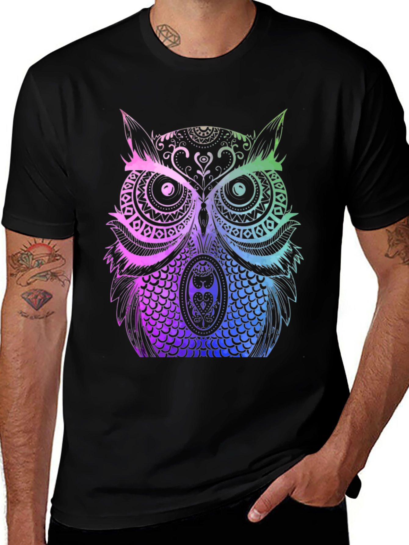 Rainbow Owl Graphic Tee - Unique Design T-Shirt