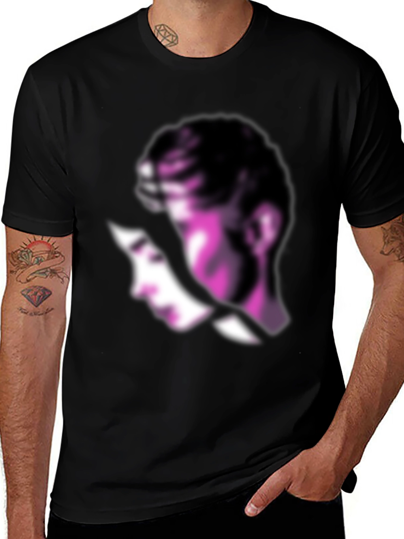 Variant 2 of Abstract Purple Silhouette Black T-Shirt