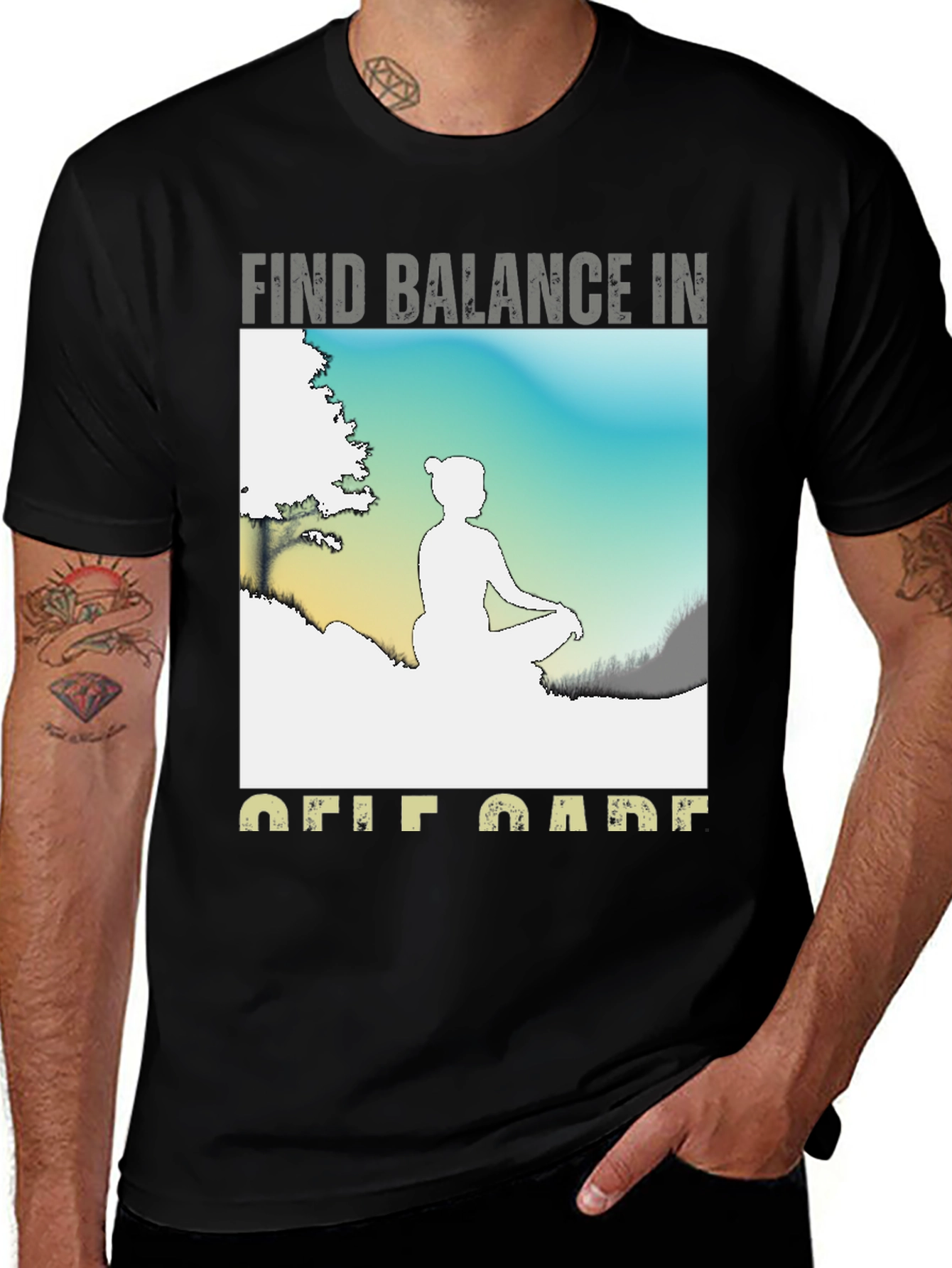 Variant 16 of Find Balance in Self Care Black T-Shirt