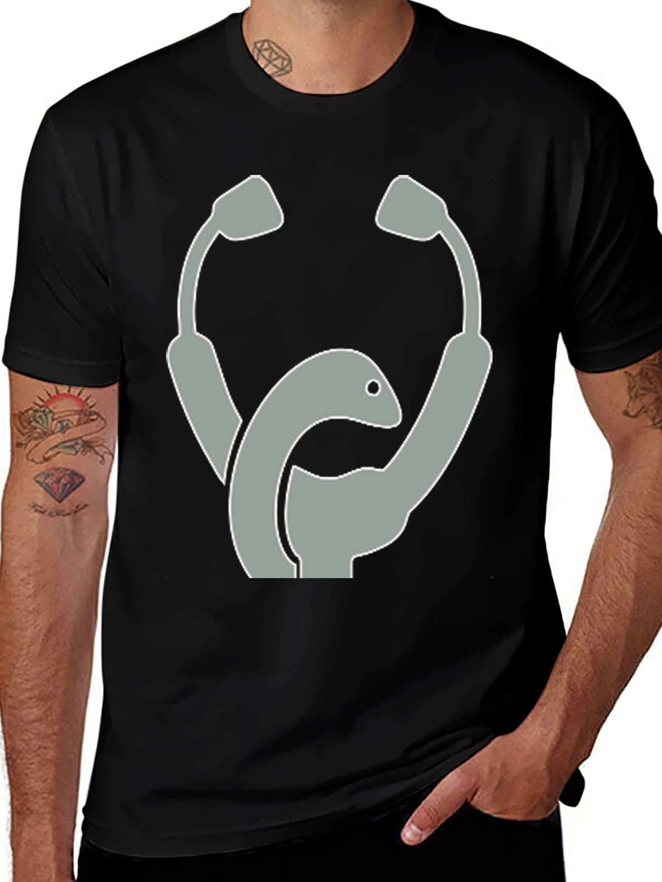 Variant 9 of Stethoscope Loch Ness Monster Graphic T-Shirt