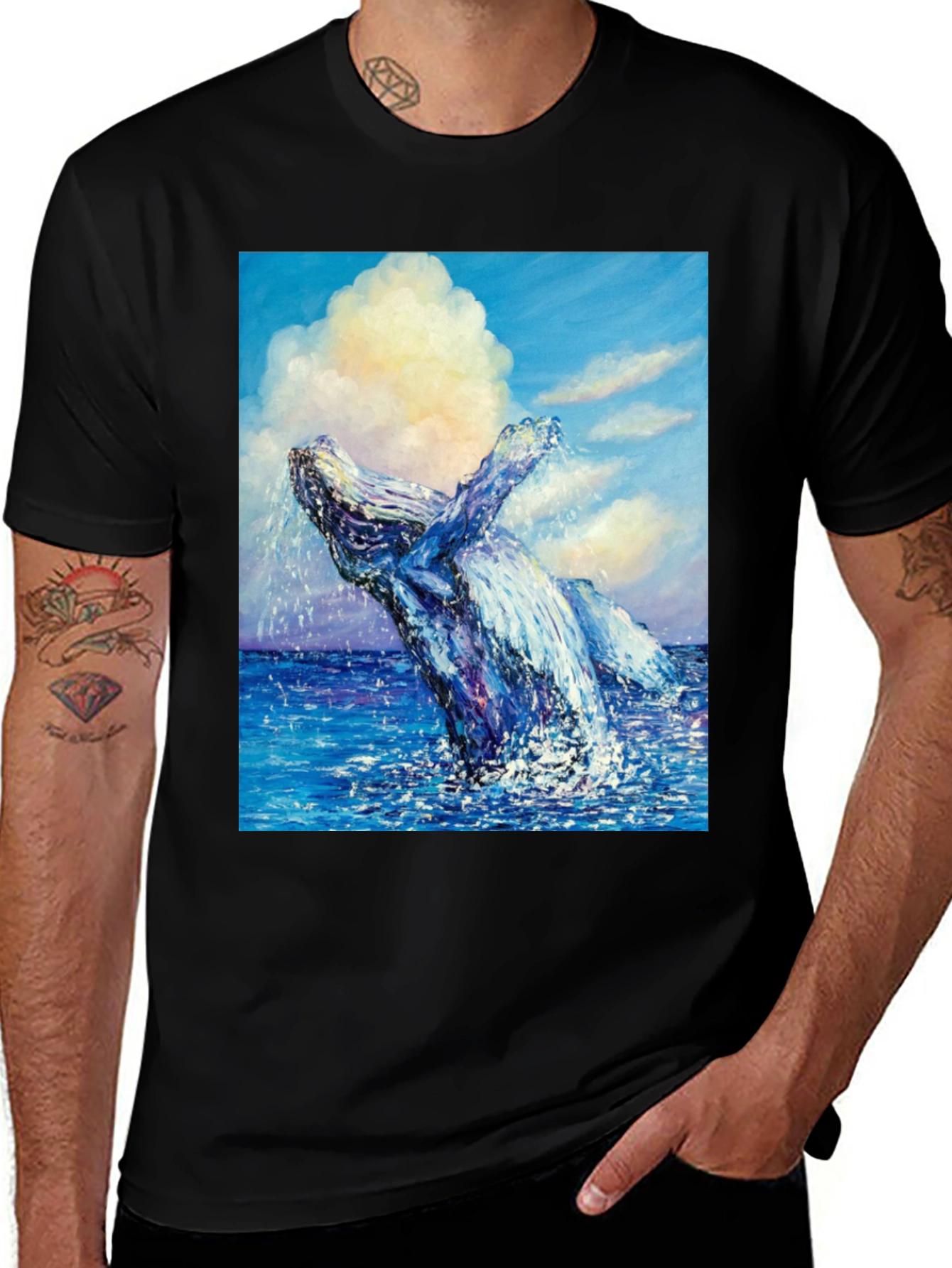 Variant 14 of Whale Painting T-Shirt - Ocean Art