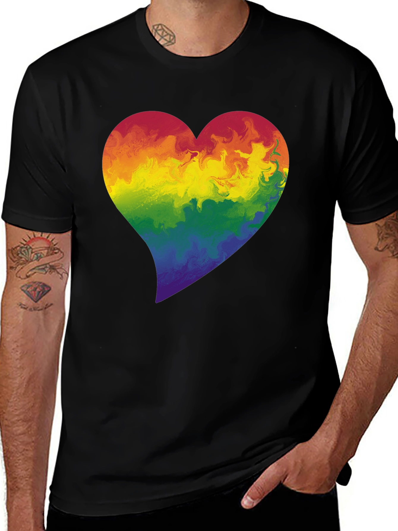 Variant 16 of Rainbow Heart Graphic Tee - Pride Month Shirt