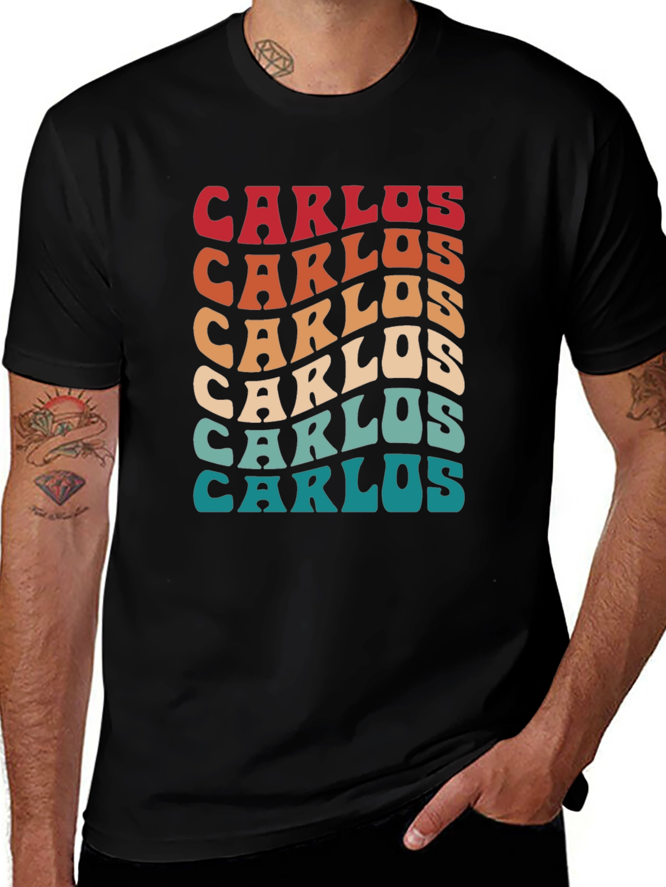 Carlos Retro Wavy Text T-Shirt
