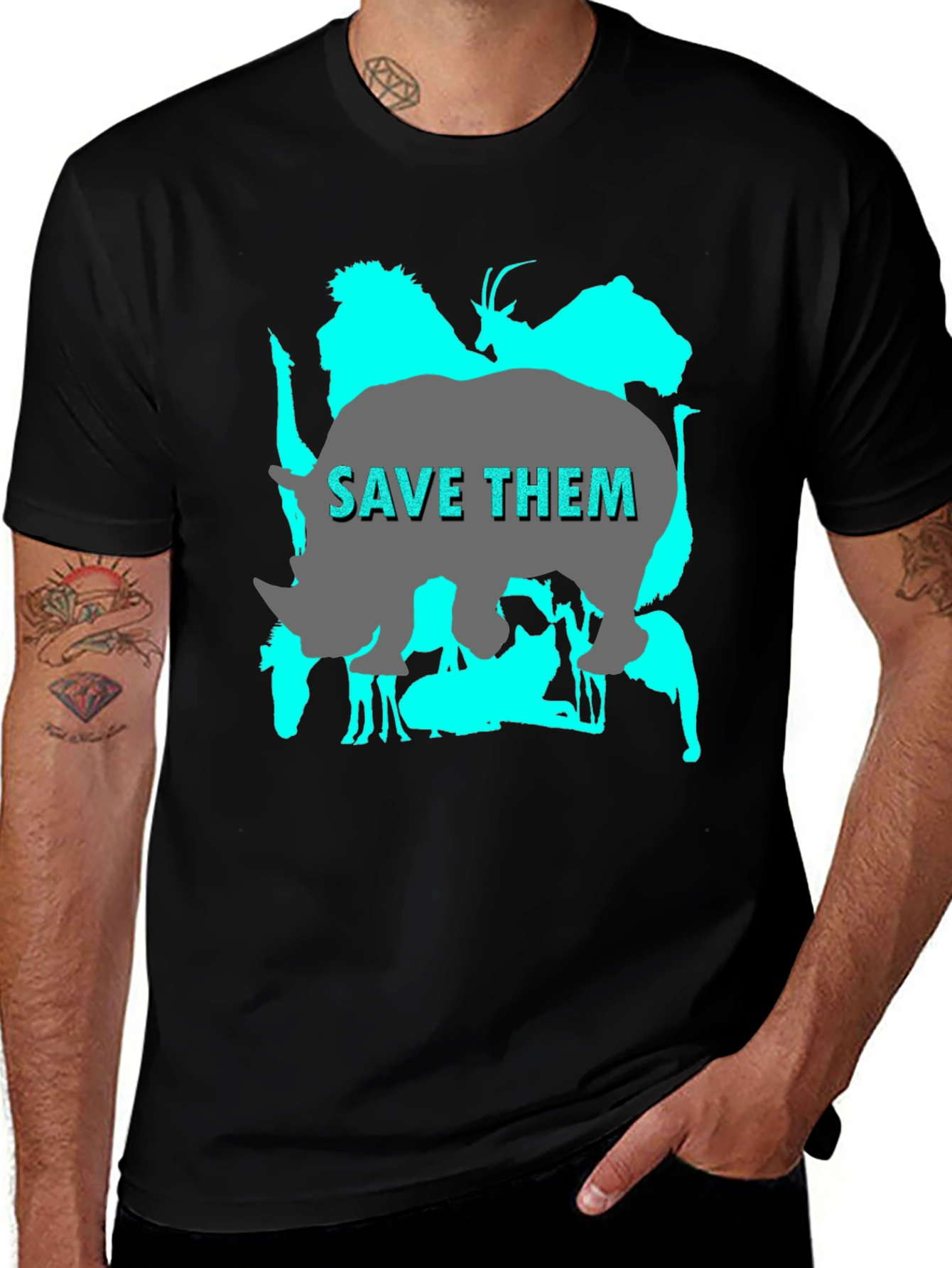 Variant 6 of Save Them T-Shirt - Wildlife Conservation Tee