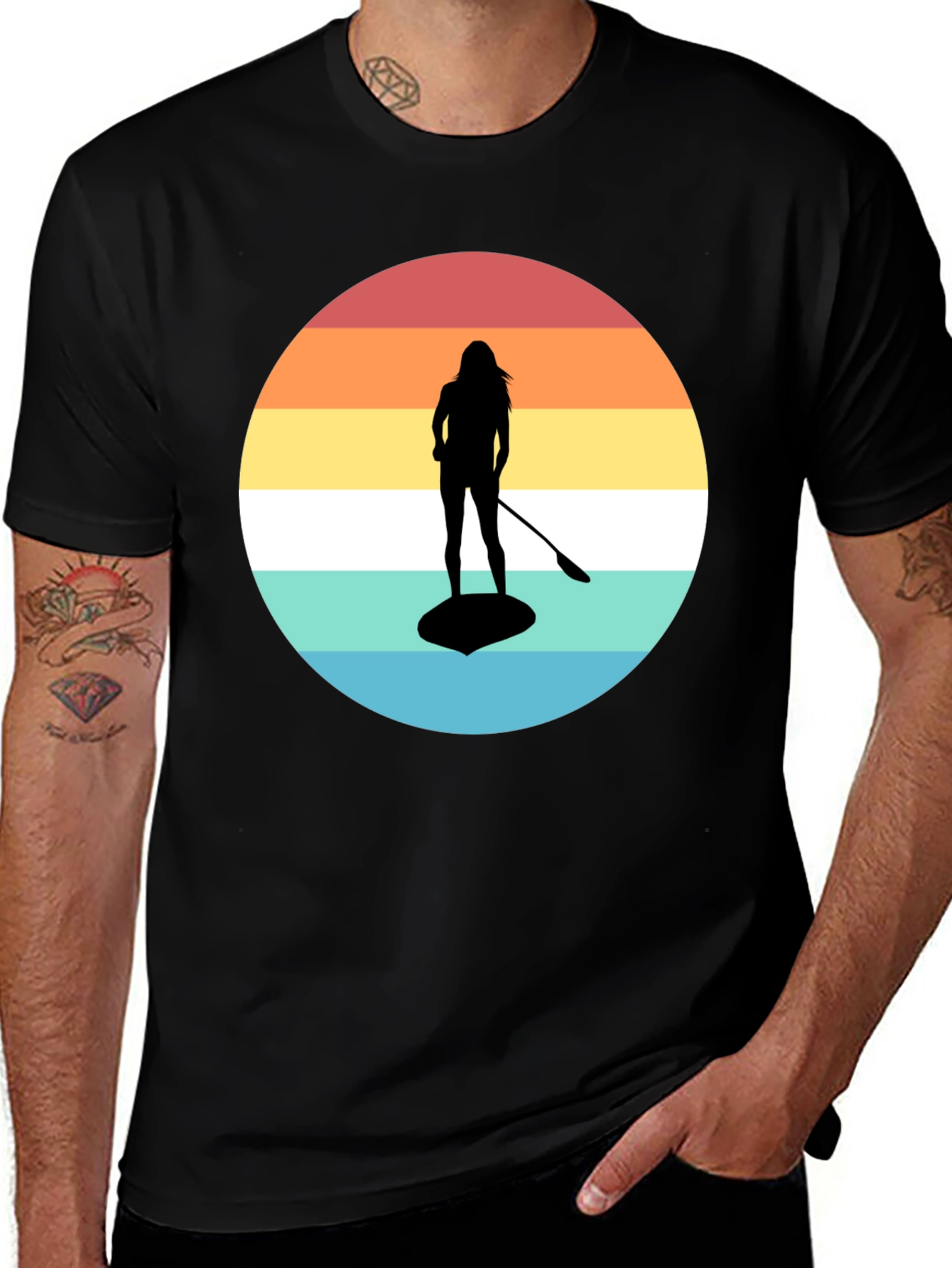 Variant 28 of Retro Sunset Paddle Boarding T-Shirt