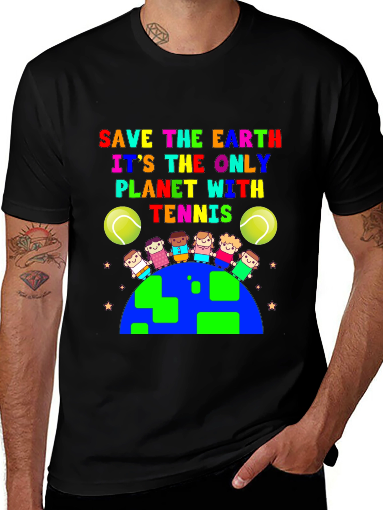 Save the Earth Tennis Graphic T-Shirt
