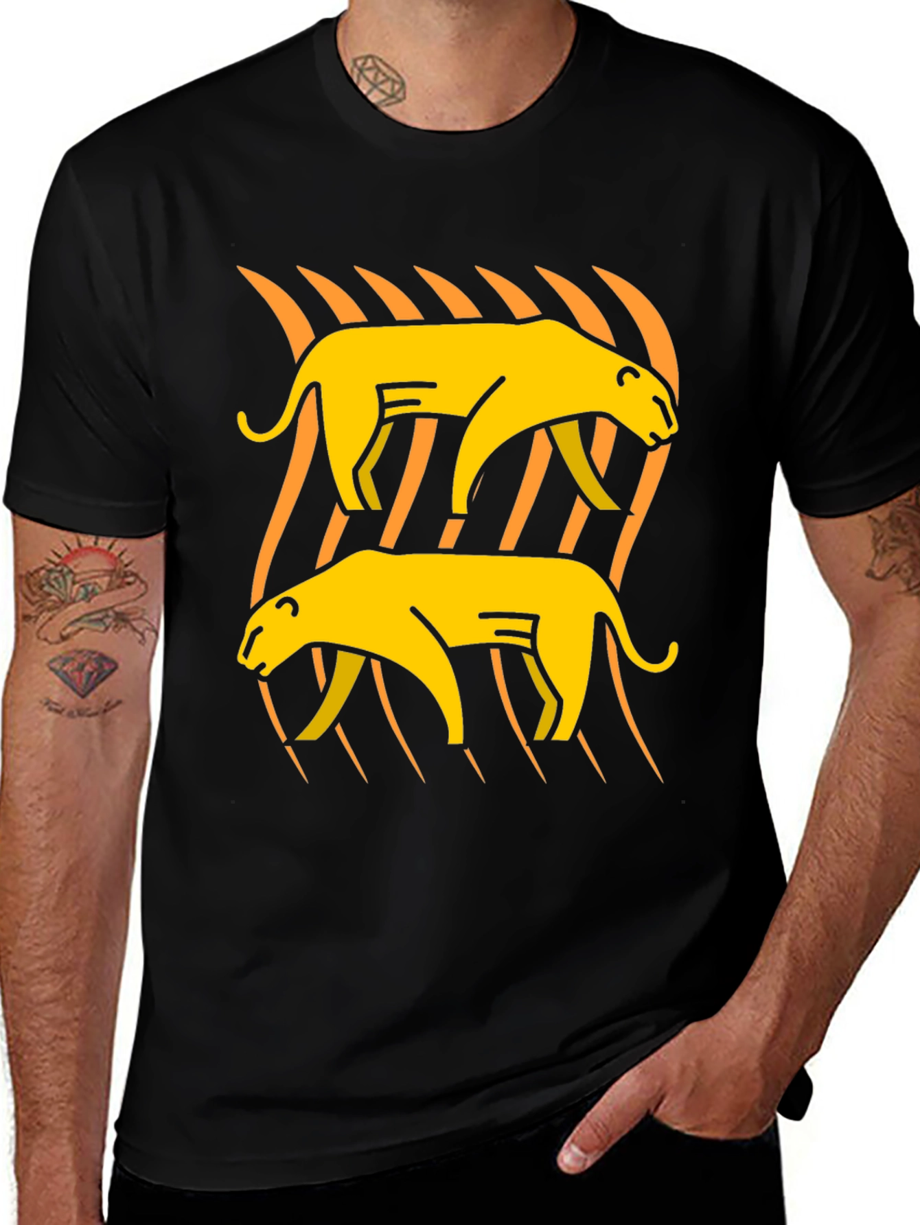 Variant 25 of Two Lions Graphic Black Tee - Stylish & Unique