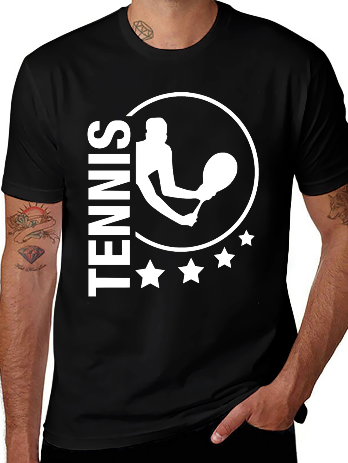 Variant 18 of Tennis Player Graphic T-Shirt - Black