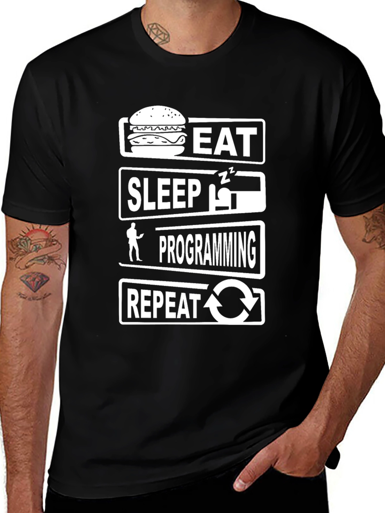 Variant 7 of Eat Sleep Programming Repeat T-Shirt - Black Graphic Tee