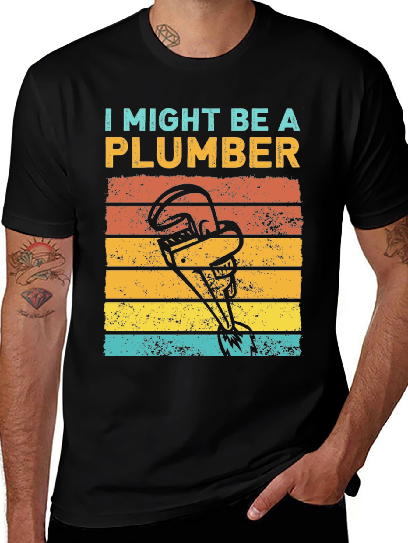 Variant 9 of I Might Be A Plumber T-Shirt - Retro Plumber Tee