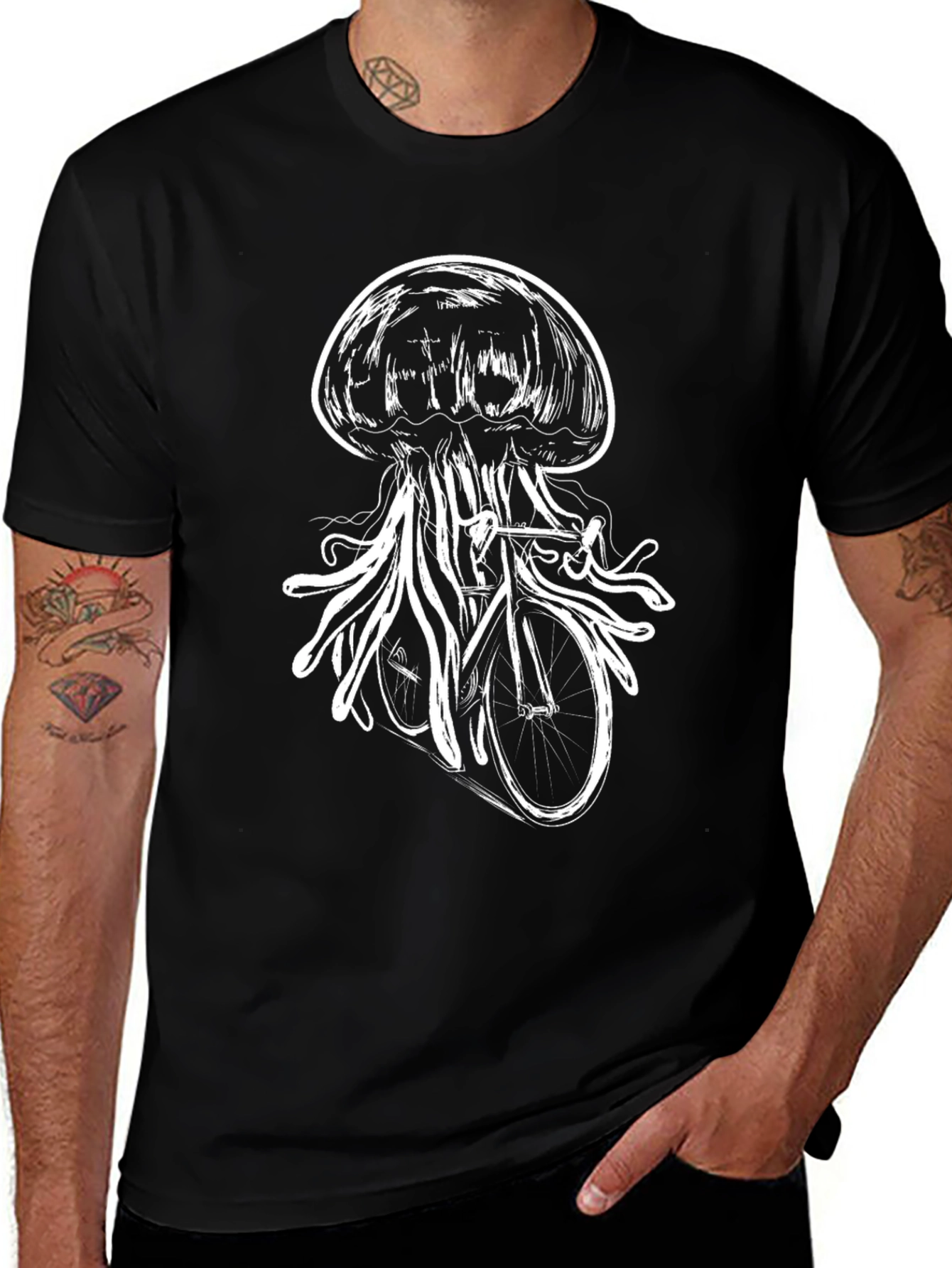 Variant 26 of Jellyfish Bicycle Black Graphic Tee