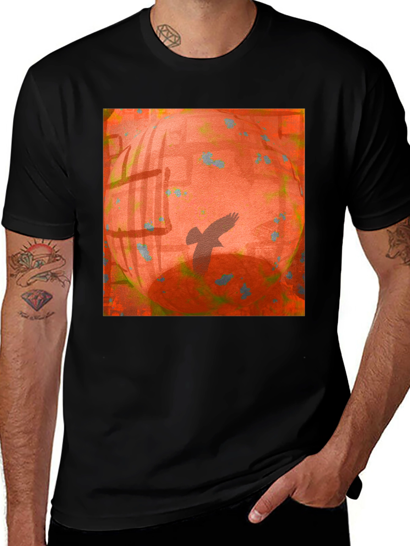 Variant 26 of Abstract Bird T-Shirt - Black