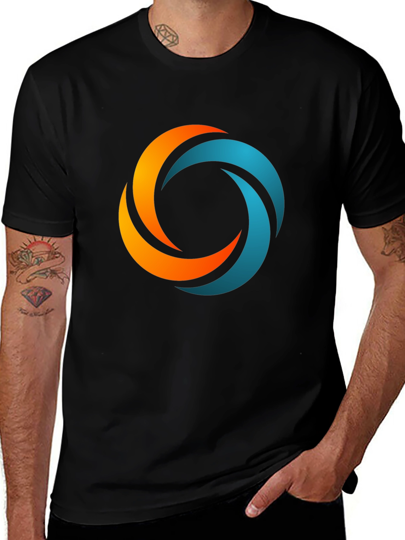 Variant 7 of Modern Swirl Graphic Black T-Shirt