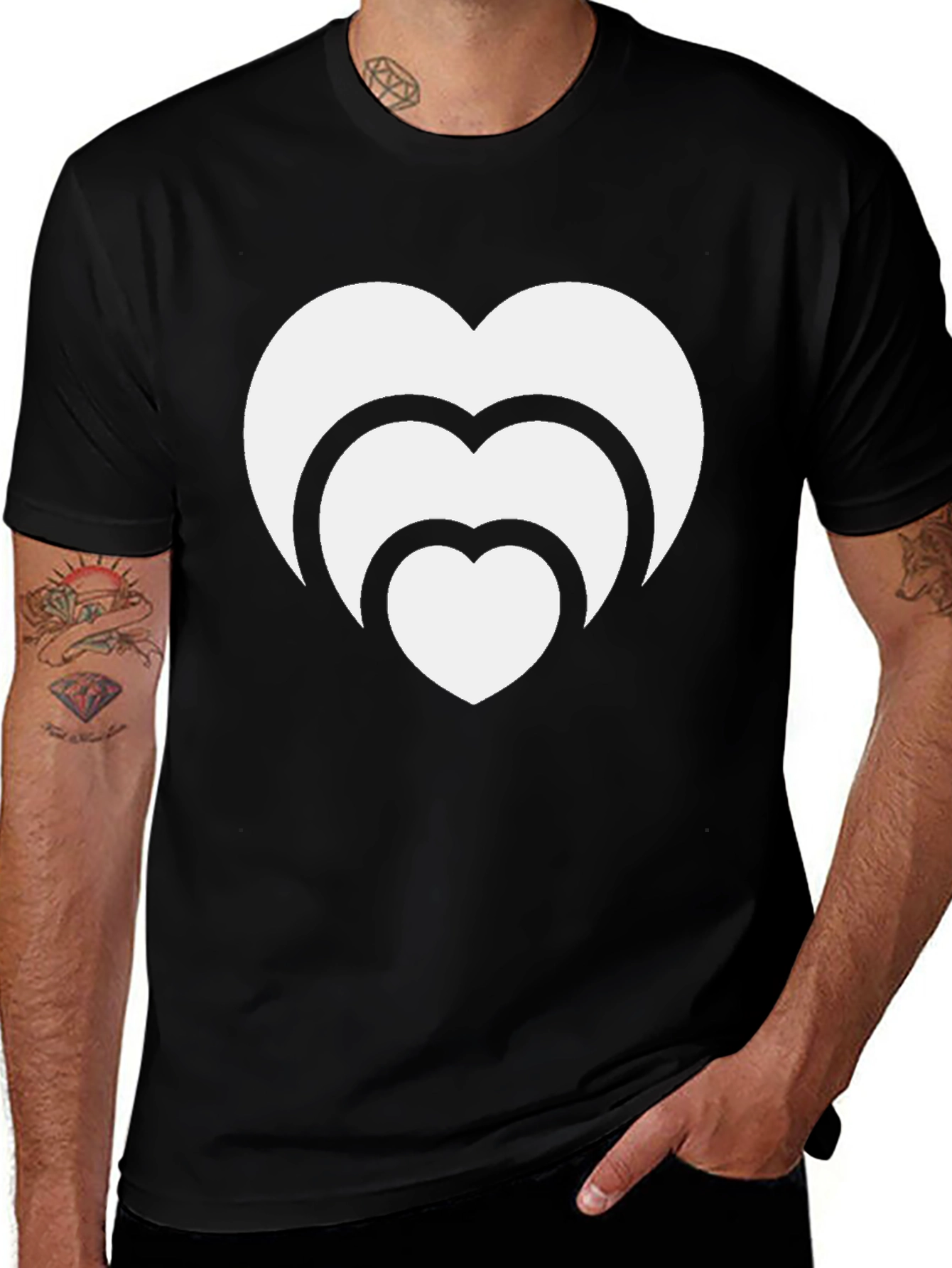 Variant 14 of Heart Stack Graphic Tee - Modern Minimalist Design