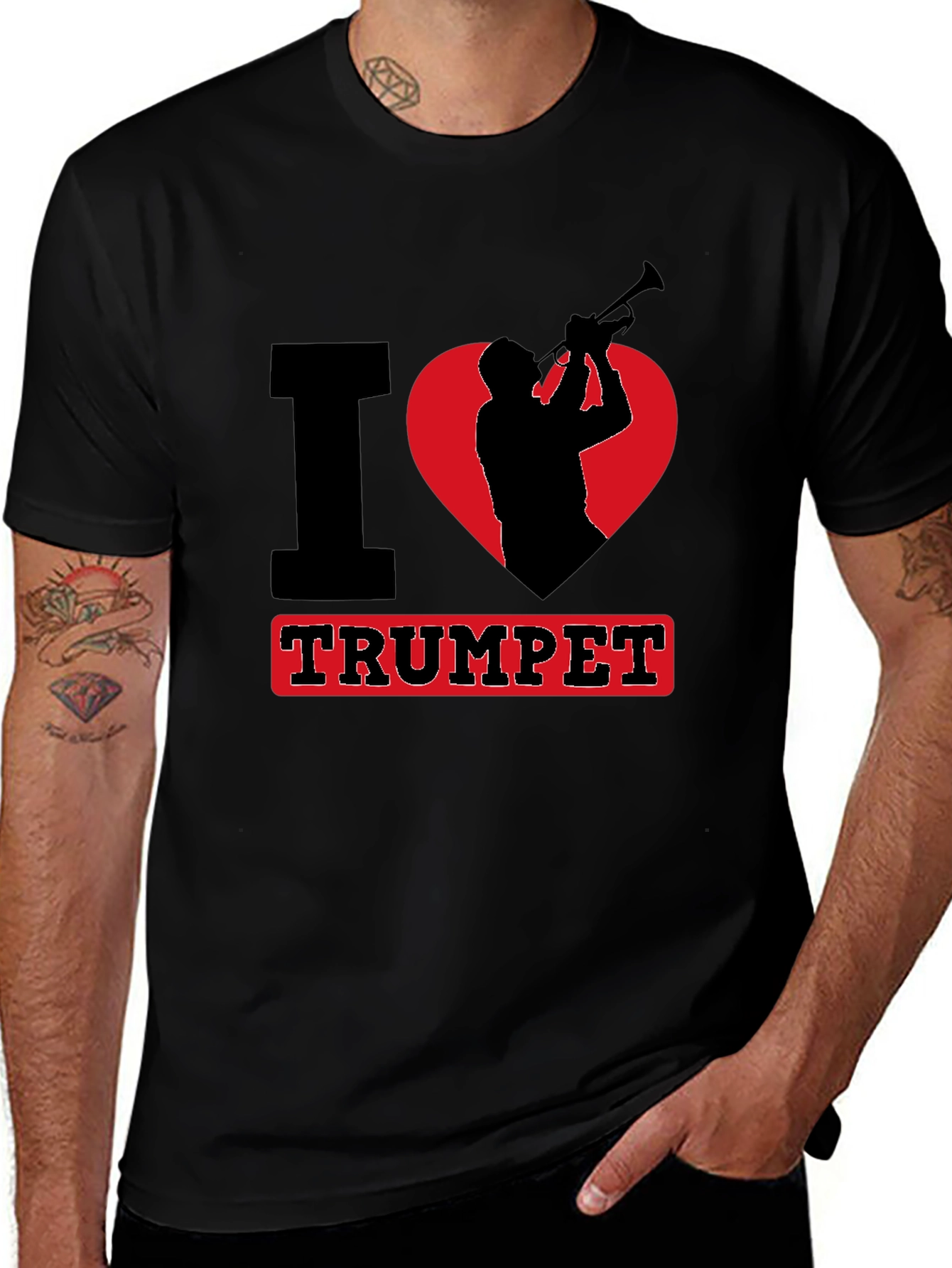 Variant 14 of I Heart Trumpet Black Graphic T-Shirt