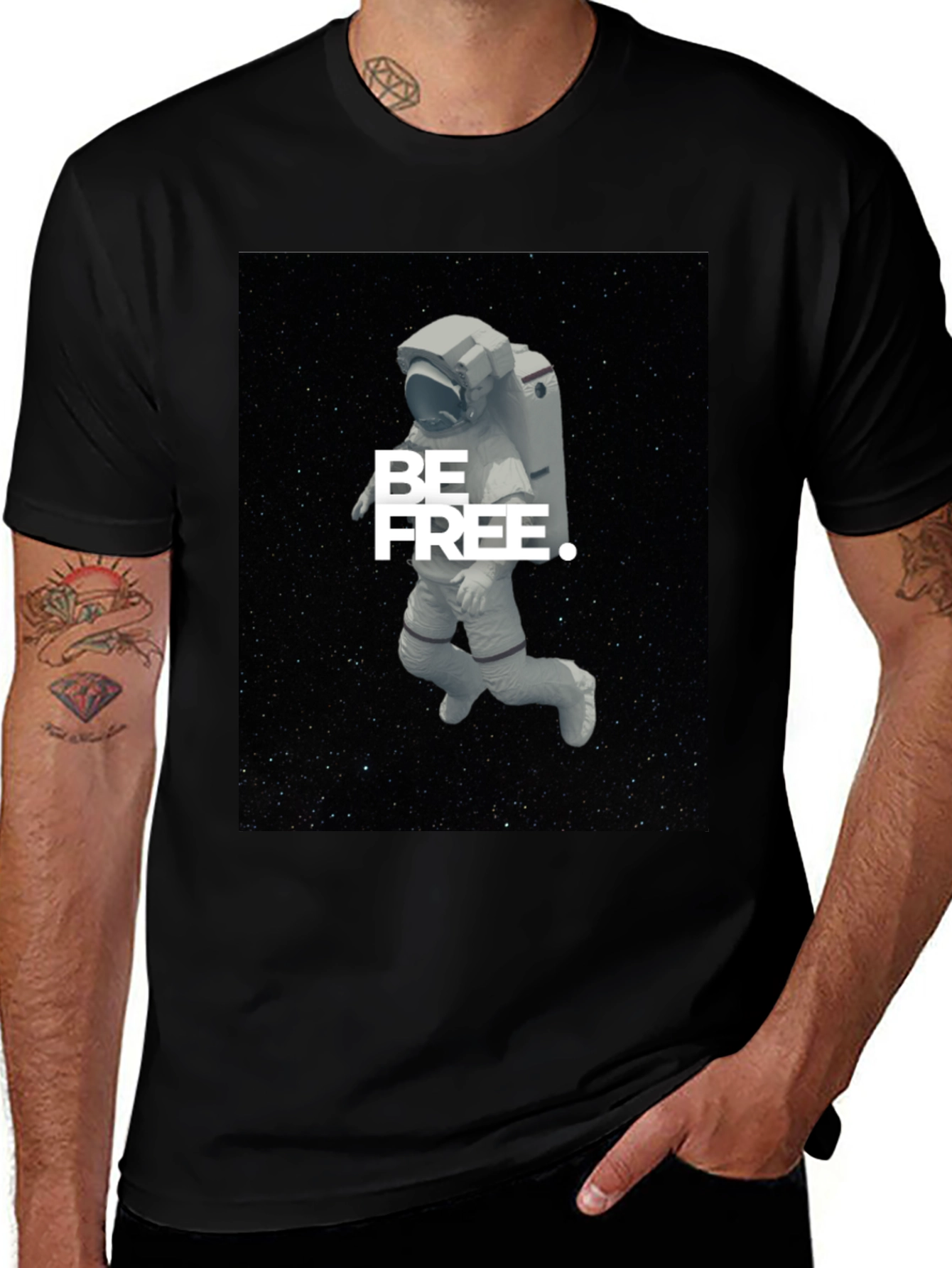 Variant 19 of Astronaut Be Free Graphic Black T-Shirt