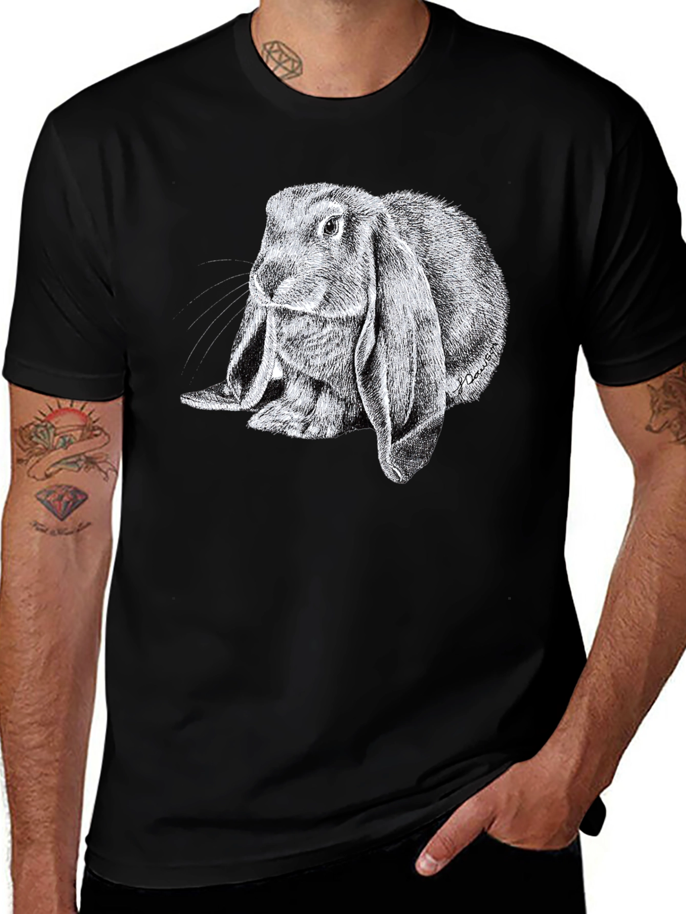 Variant 15 of Rabbit Graphic Tee - Soft Black Cotton T-Shirt