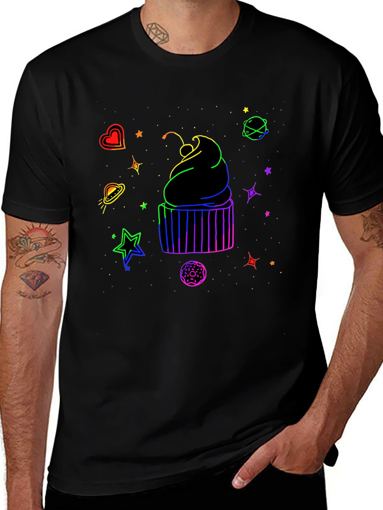 Variant 25 of Cosmic Cupcake Graphic T-Shirt - Black