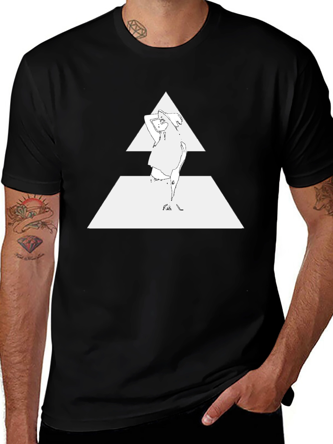 Variant 3 of Abstract Triangle Graphic Tee - Modern Black T-Shirt