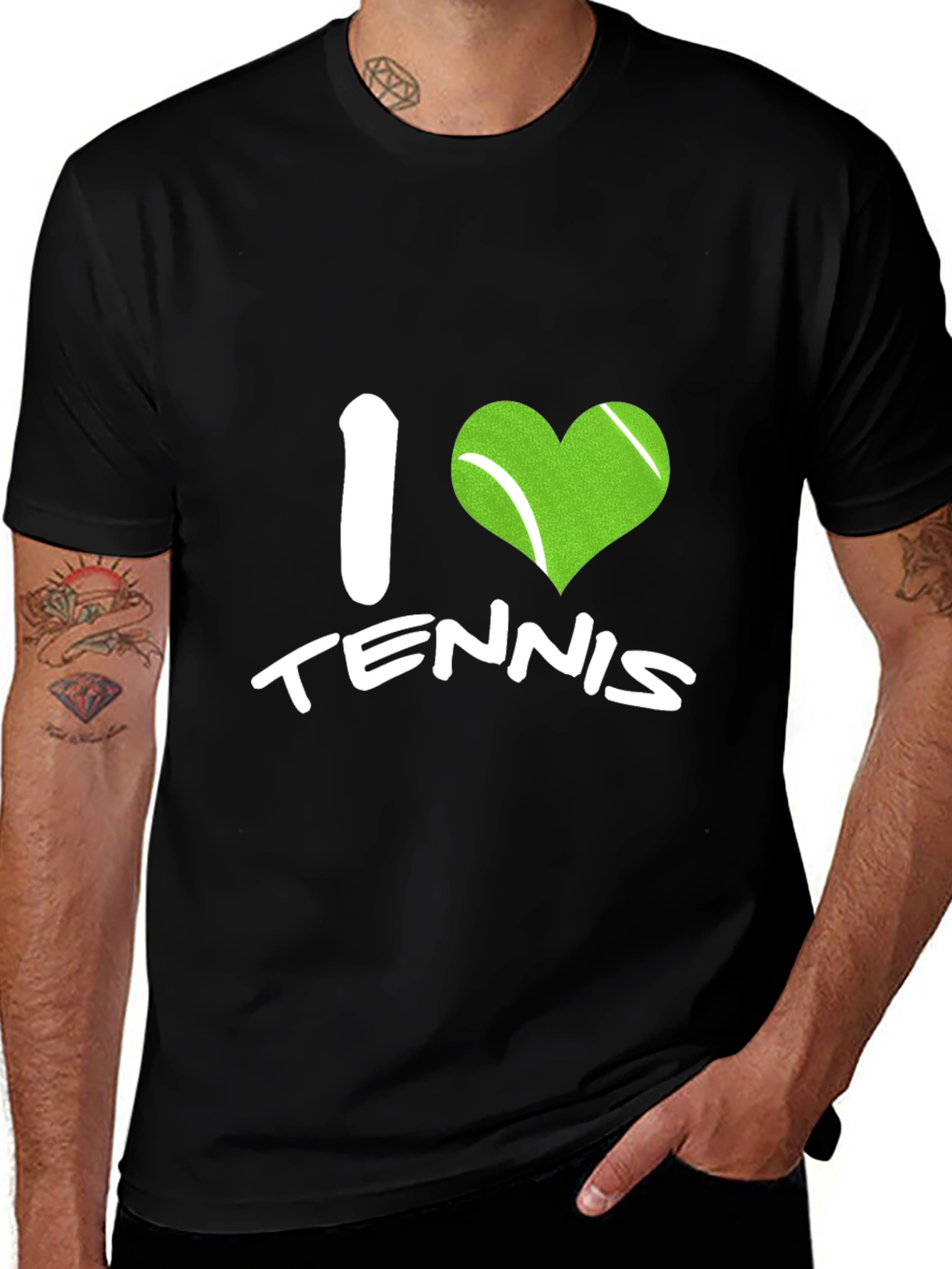 Variant 23 of I Love Tennis Black T-Shirt
