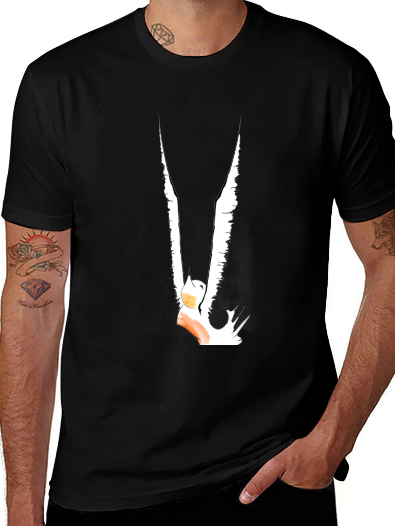 Variant 9 of Black T-Shirt with Abstract Bird Graphic