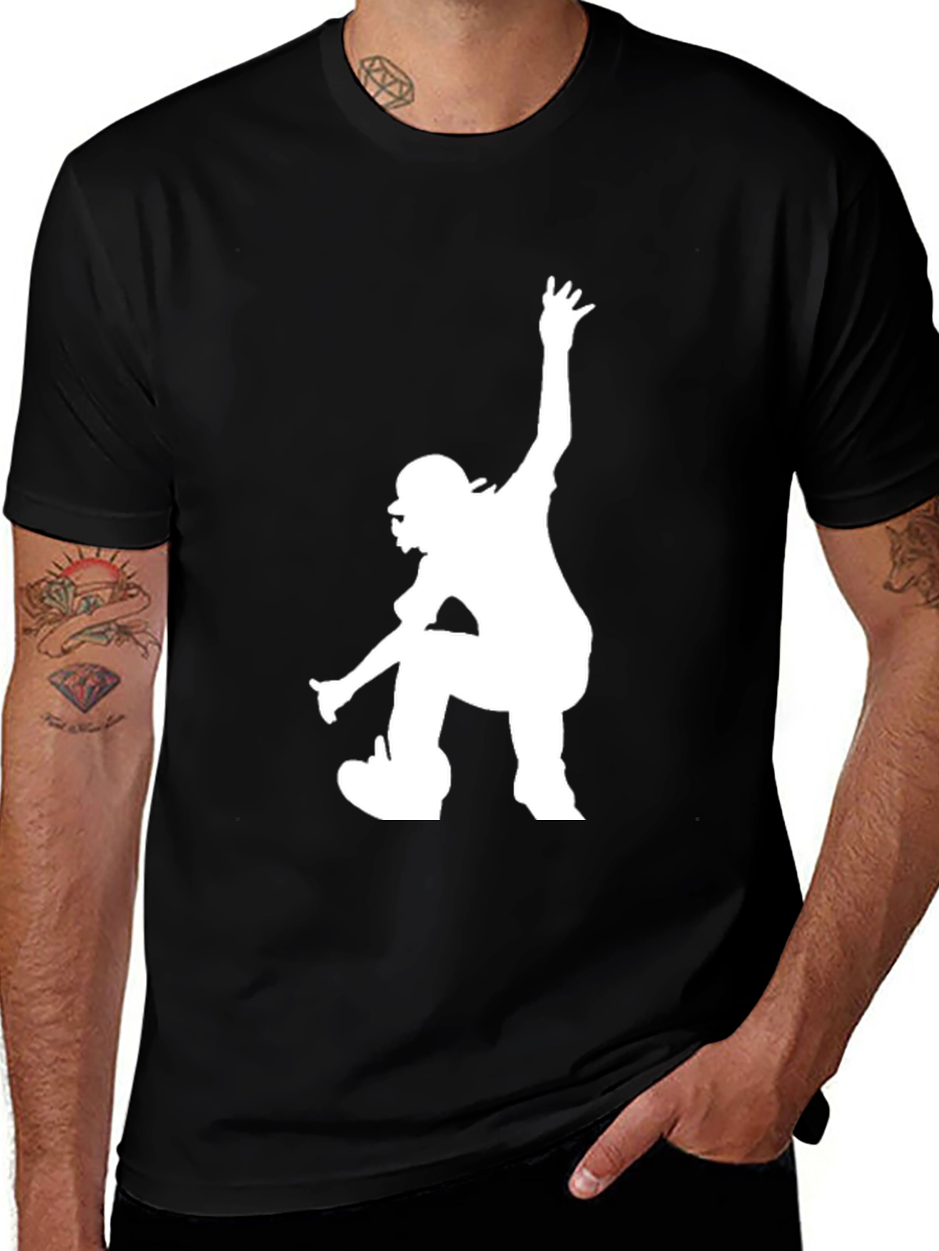 Variant 24 of Cool Skater Graphic Black Tee - Casual Style