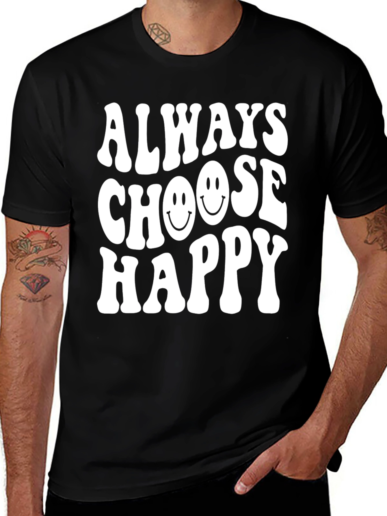 Variant 26 of Always Choose Happy Graphic Tee - Black