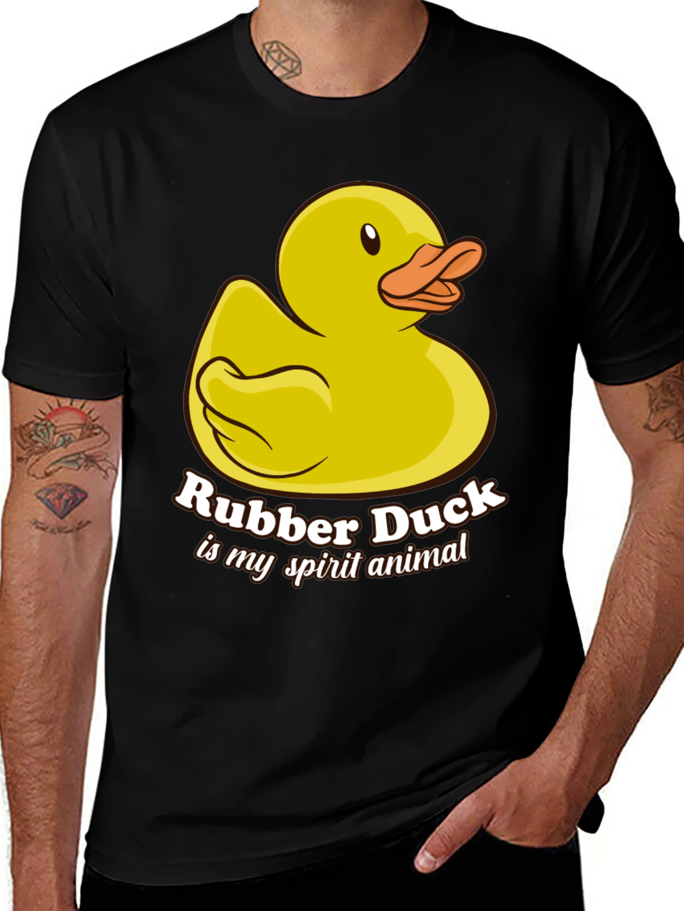 Variant 3 of Rubber Duck Spirit Animal T-Shirt - Black Cotton