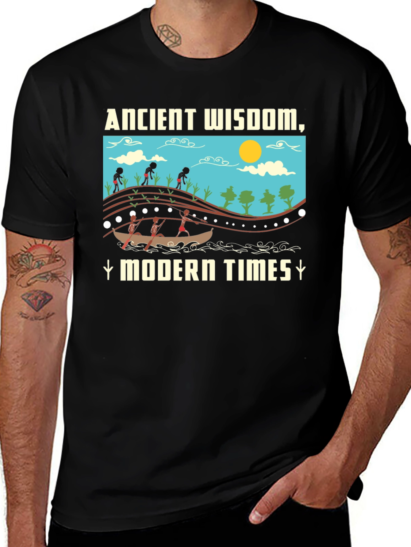 Variant 25 of Ancient Wisdom Modern Times T-Shirt Black