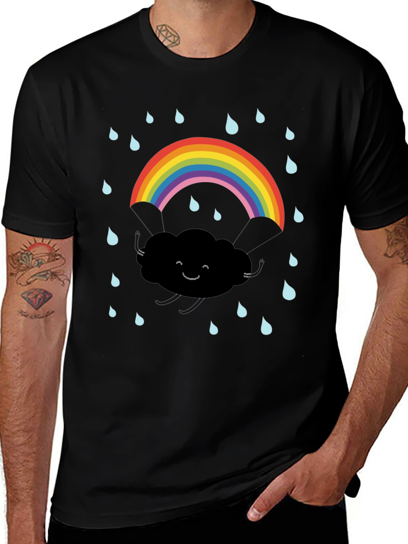 Variant 26 of Rainbow Cloud Black T-Shirt