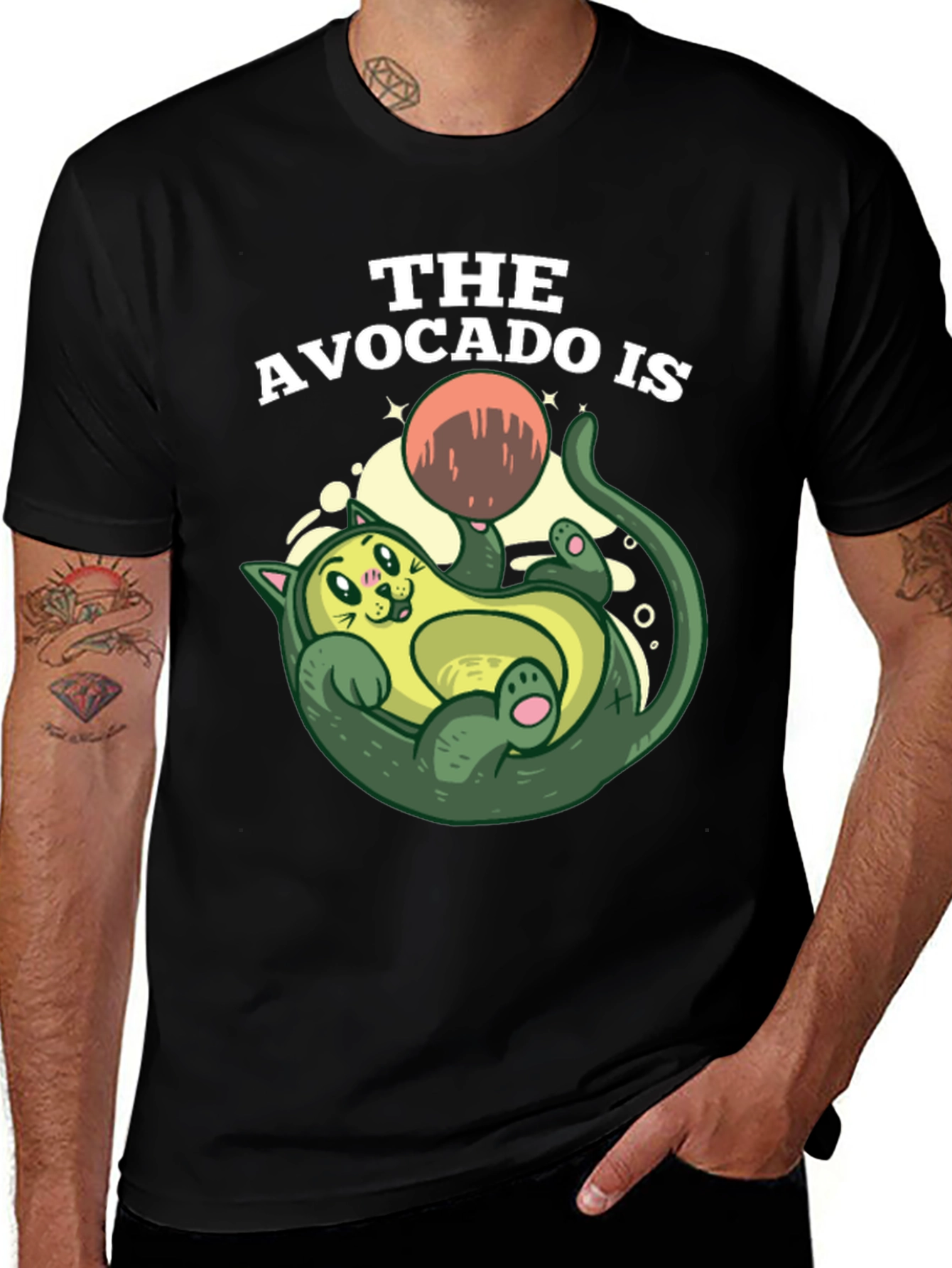 Variant 27 of Avocado Cat Graphic Tee - Fun Novelty Shirt