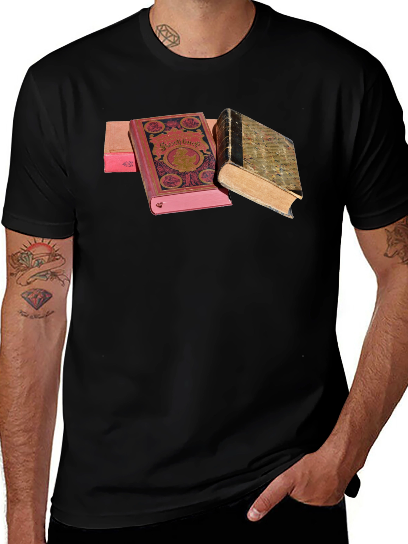 Black Vintage Books Graphic Tee - Stylish Comfort main image