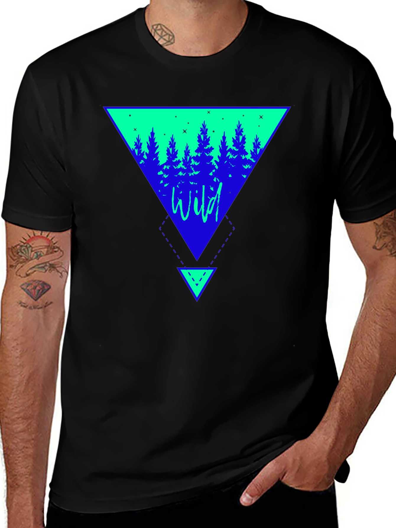 Wild Forest Triangle Graphic Tee - Nature Inspired T-Shirt