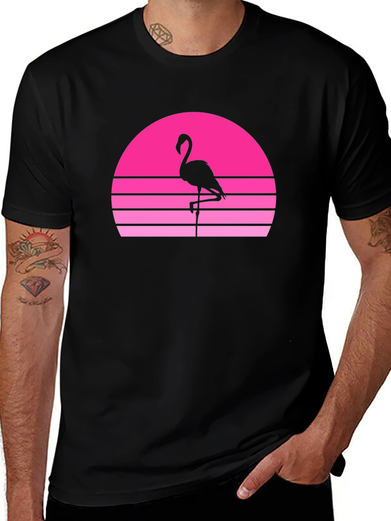 Variant 18 of Retro Flamingo Sunset Graphic Tee