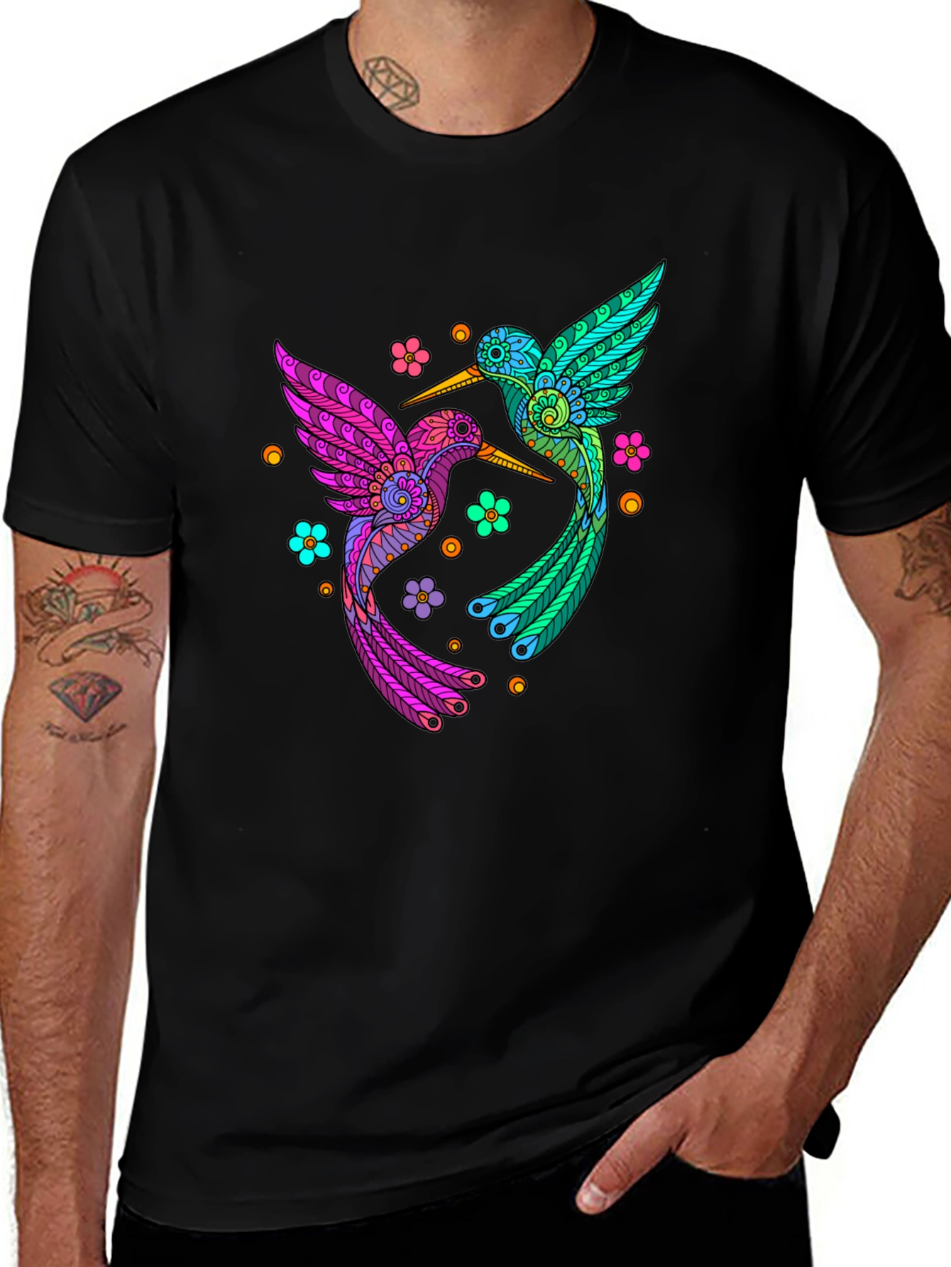 Variant 14 of Hummingbird Graphic Tee - Colorful Bird Lover Shirt