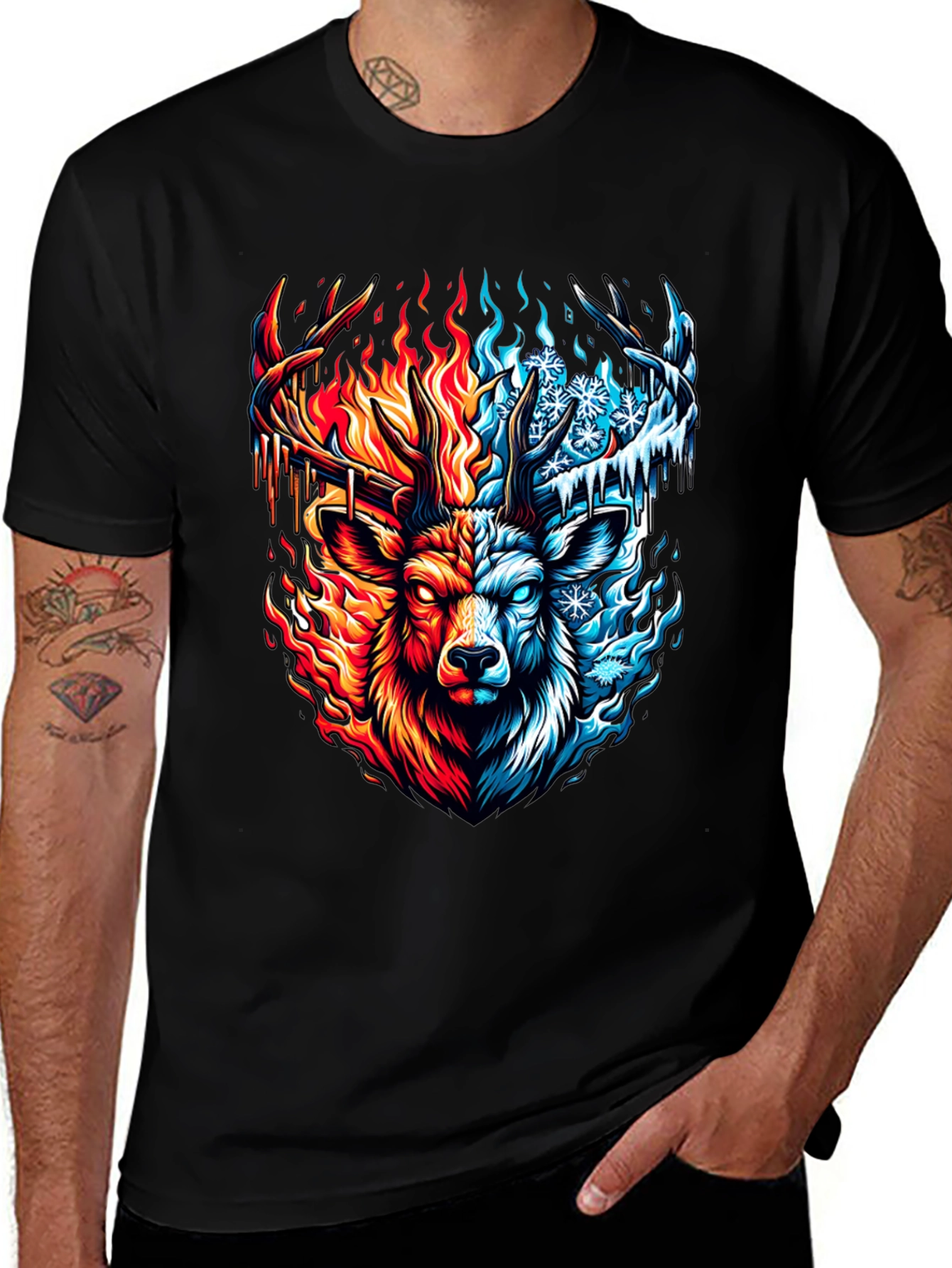 Variant 6 of Fire and Ice Deer Graphic T-Shirt
